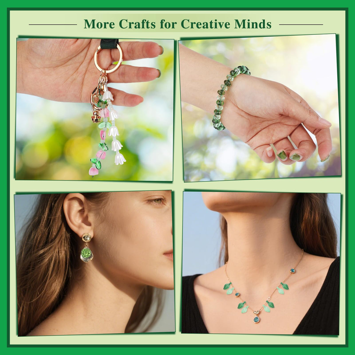 GarfxG Beaded Plant Kit, Green Glass Beads Plants Kit, Forever Plant Beads Green Beads with Step by Step Instructions, Video Tutorials, DIY Making Tools for Home Decor Jewelry Making DIY Craft