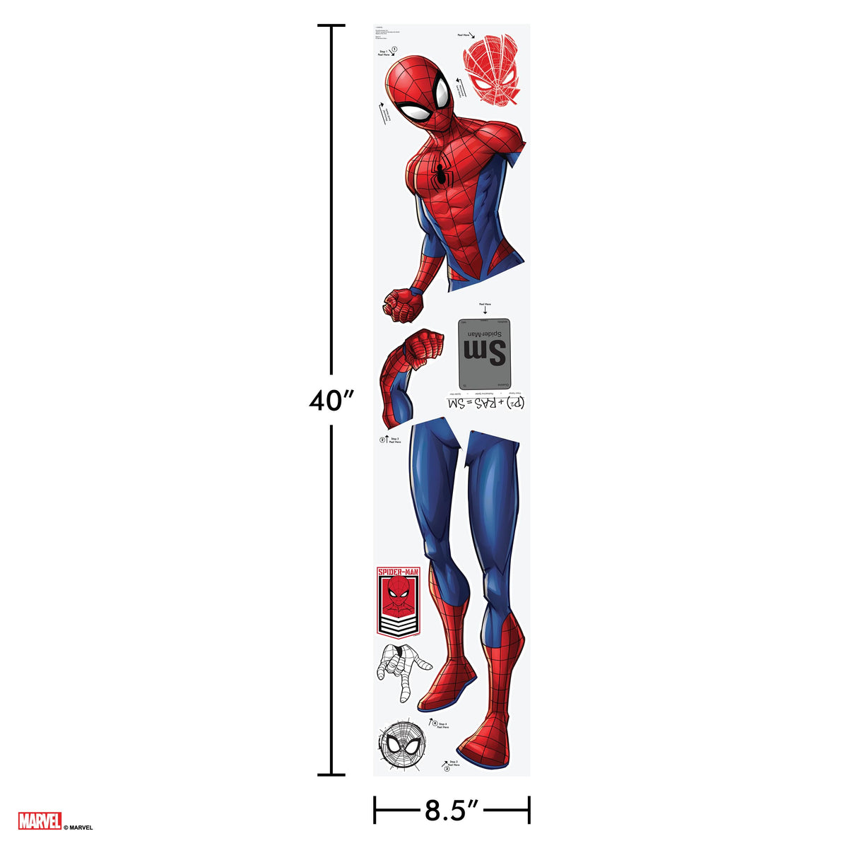 Marvel Spider-Man Wall Decal by Wall Palz, 25'' Vinyl Sticker with 3D Augmented Reality Interaction, Superhero Themed Room Decor for Boys
