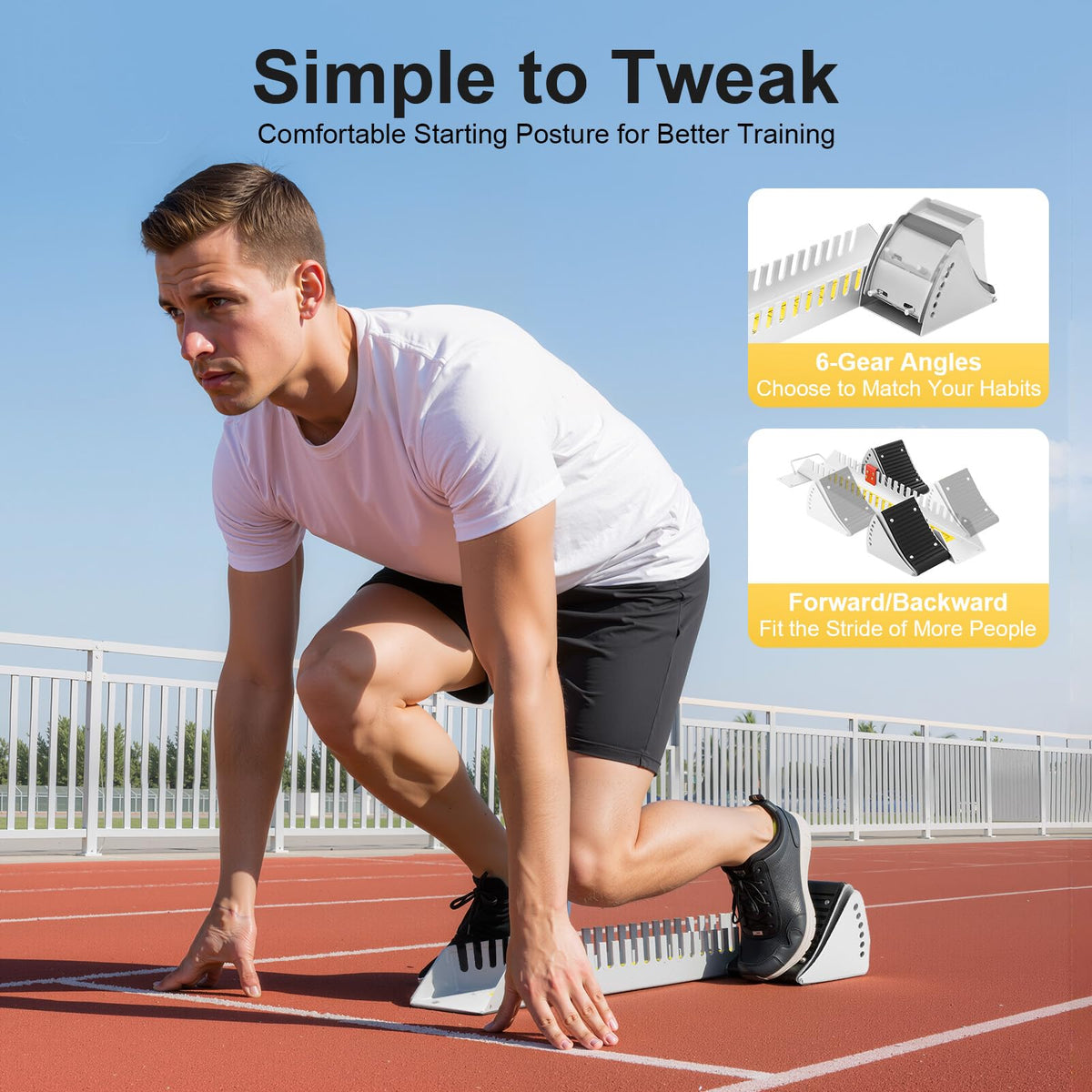 Unndysrt 6 Adjustable Angle Aluminum Starting Blocks, Athletics Starting Block Track and Field, Multi-Function Sprinter Pedals for Plastic Runway Cinder Track