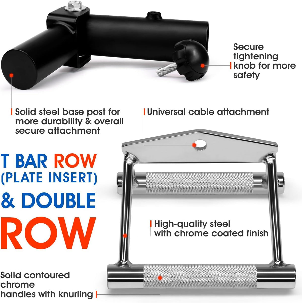 Yes4All Landmine Attachment for 1" & 2" Barbells with Weight Plate Holder, 360 Swivel & Heavy Duty Steel Construction for T-Bar Rows, Presses & Storage, 8"x4" Pivot Sleeve & Double D Handle Combo