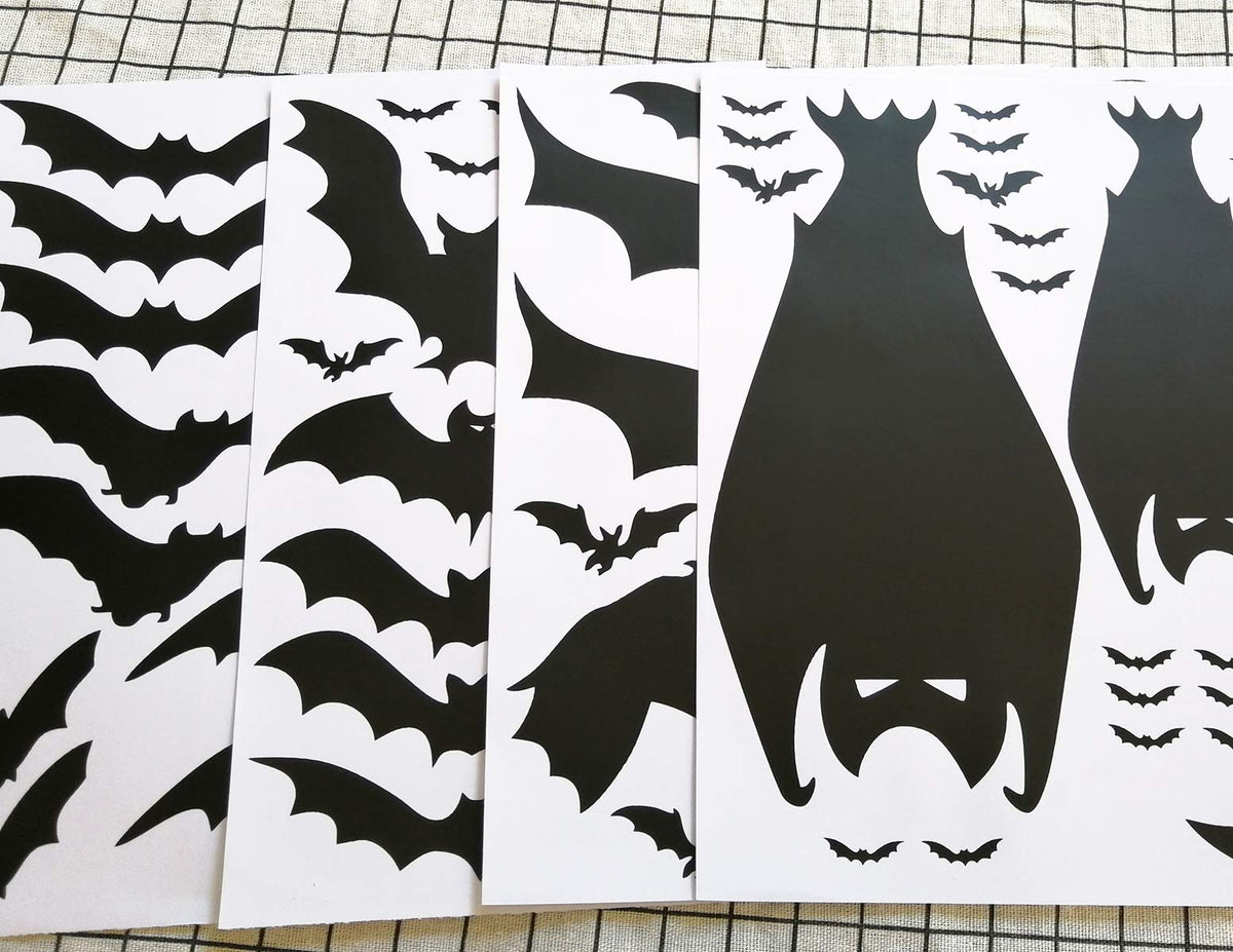 Mozamy Creative Halloween Bats Wall Decals Halloween Décor Black Bats Decals Halloween Decorations