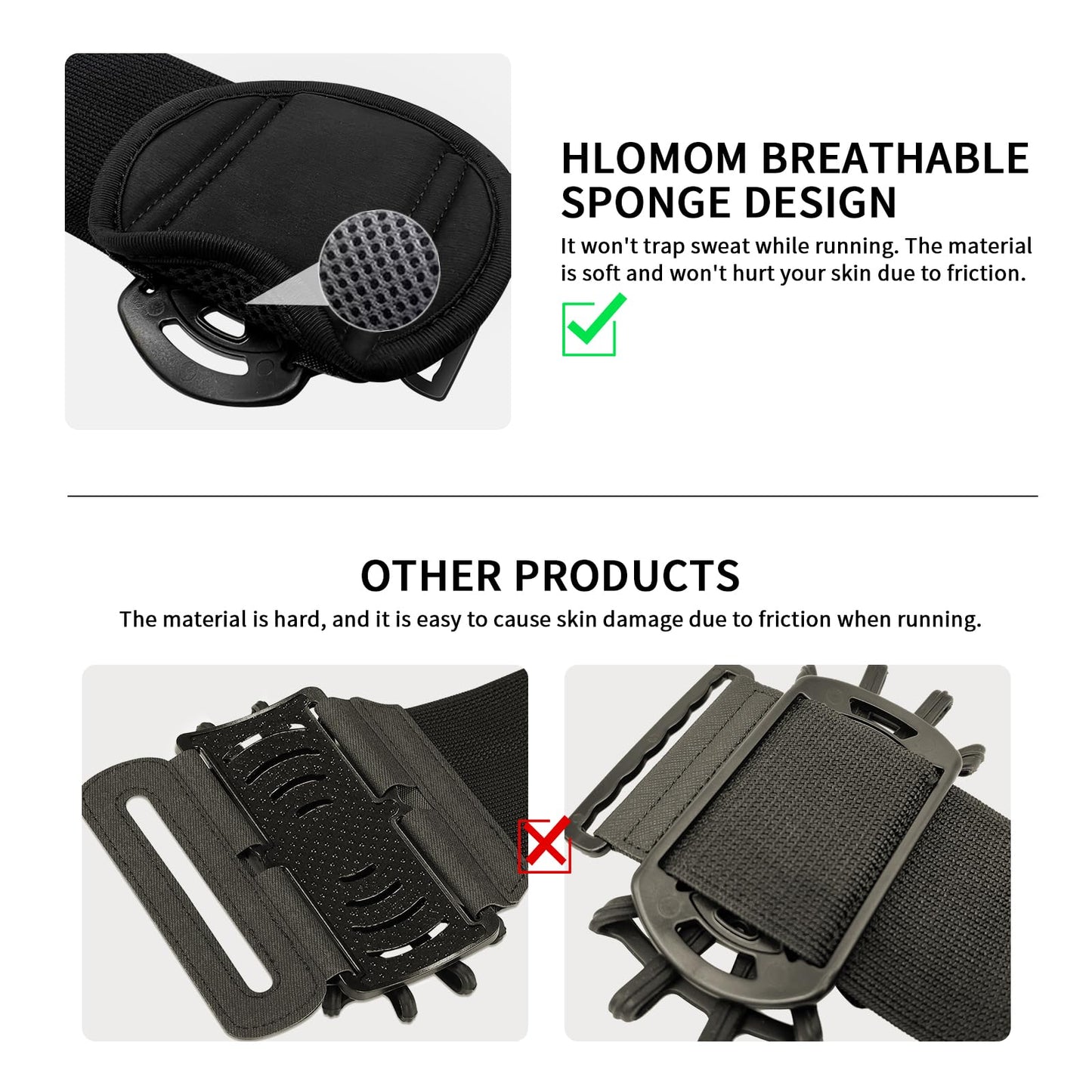 HLOMOM Wristband Phone Holder for Running,Forearm Armbands 360° Rotatable & Detachable Compatible with All 4.5-7 inch Cellphone for iPhone 16/15/14/Pro/ProMax/13/12/11/mini/XS/XR,for Workout Jogging