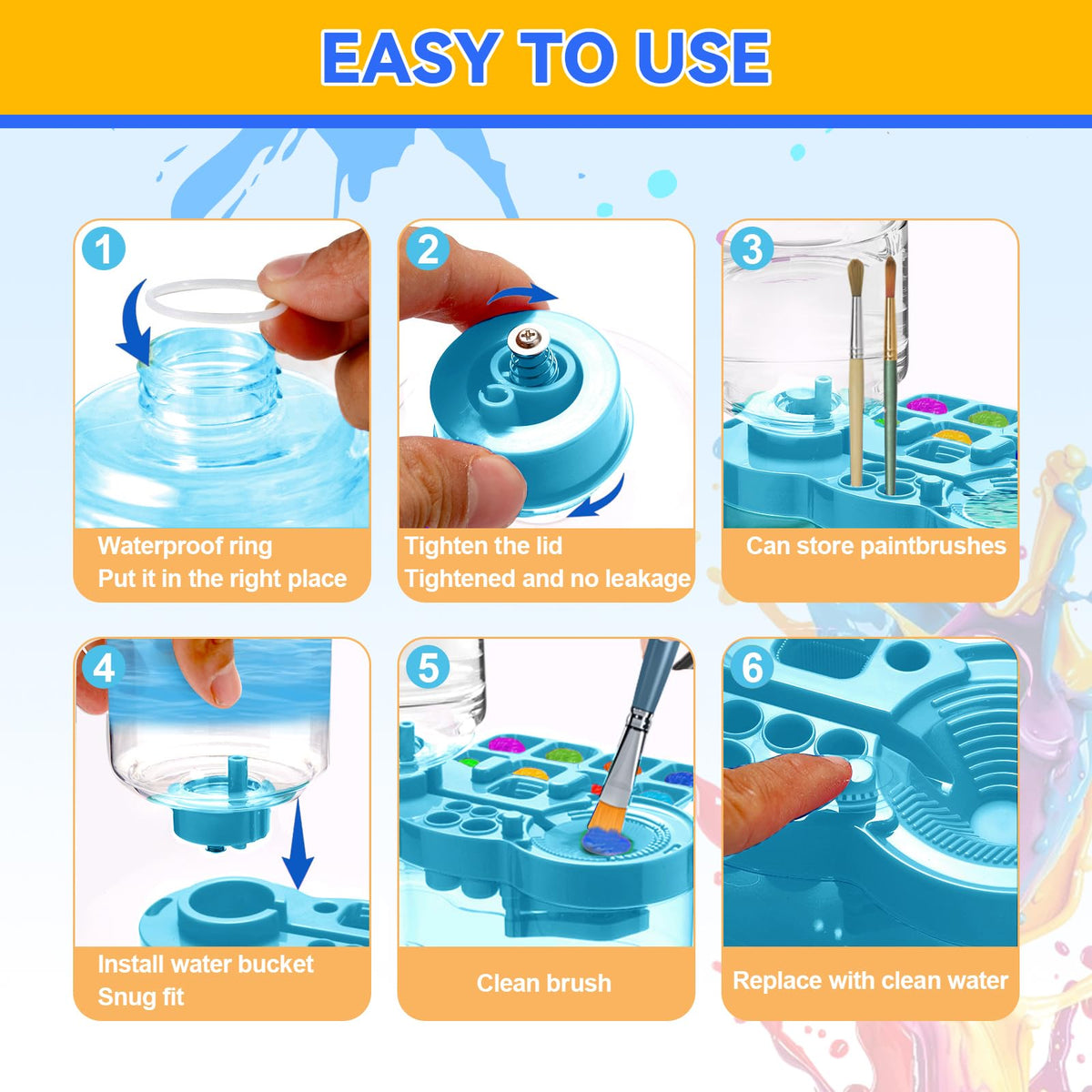 JEChrochen 2026 Upgraded Paint Brush Cleaner Tool,Brush Rinser Cup Painting Running Water Circulation Art Supplies for Acrylic,Watercolor and Water Based Creative Gift for Adult Artist Beginners Kids