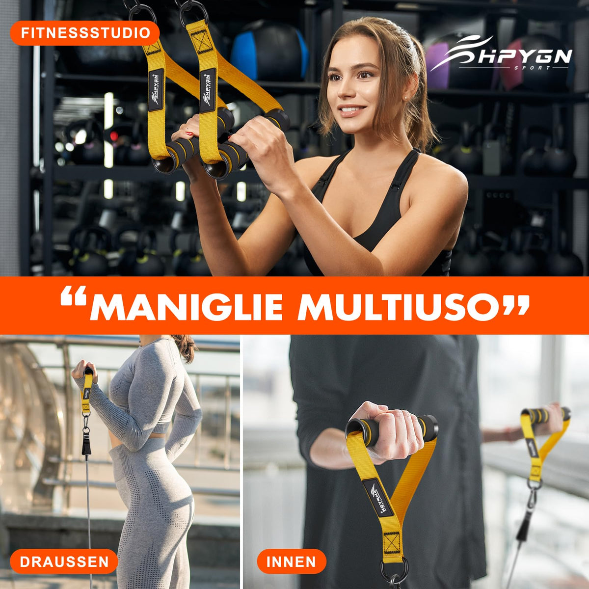 HPYGN Exercise Handles, D Handle Cable Attachment, Grip Attachments for Cable Machine Pulleys, Resistance Bands and Strength Trainers, Pull Down Exercise Accessories, Home Gym Exercise Machine Attachments