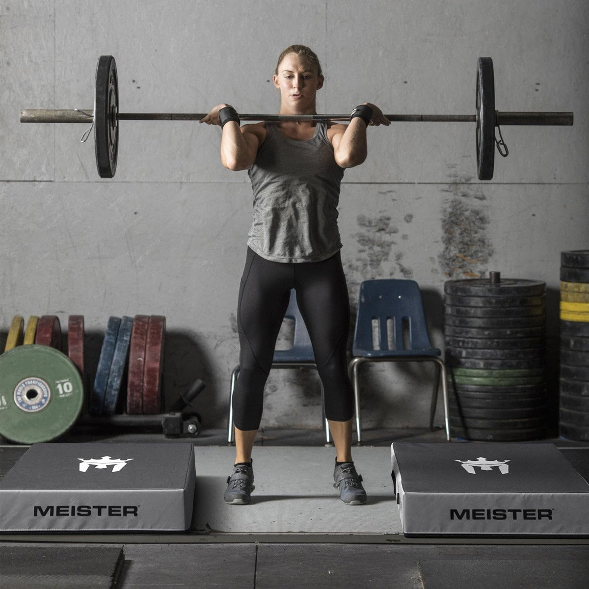 Meister Crash Pad Weight Lifting Drop Pads - Black/Gray (Pair)