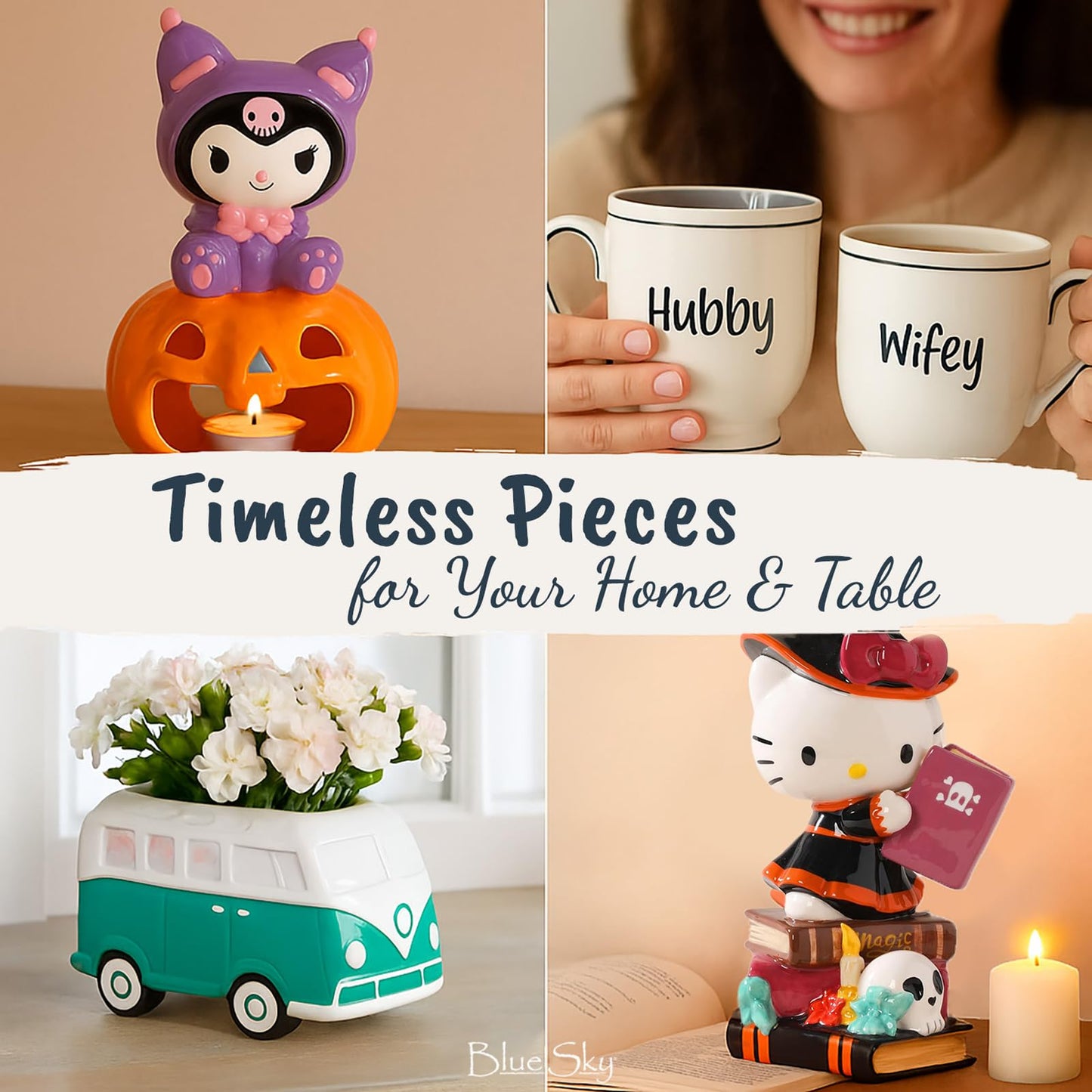 Blue Sky Clayworks Hello Kitty Bewitching Halloween Figural Mug and Lovely Figurine Gift Set, 2-Pieces, Kitchen Accessories, Sanrio, Ceramic