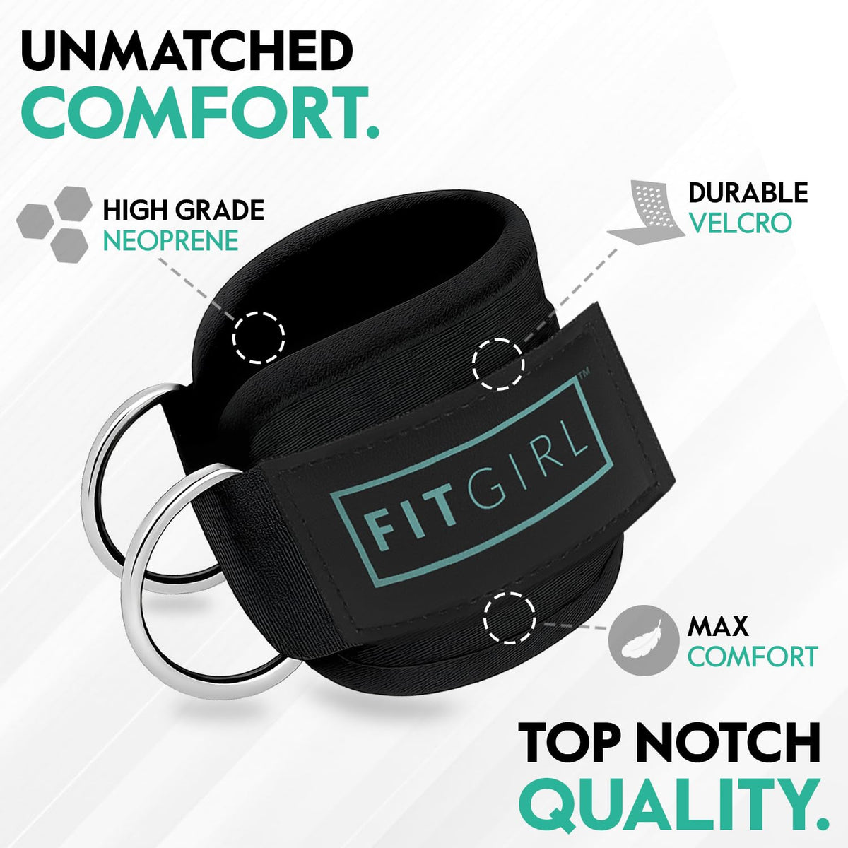 FITGIRL - Ankle Strap (Single) for Cable Machines and Resistance Bands, Work Out Cuff Attachment for Home & Gym, Glute Workouts - Kickbacks, Leg Extensions, Hip Abductors, Women Only (Cocoa Brown)