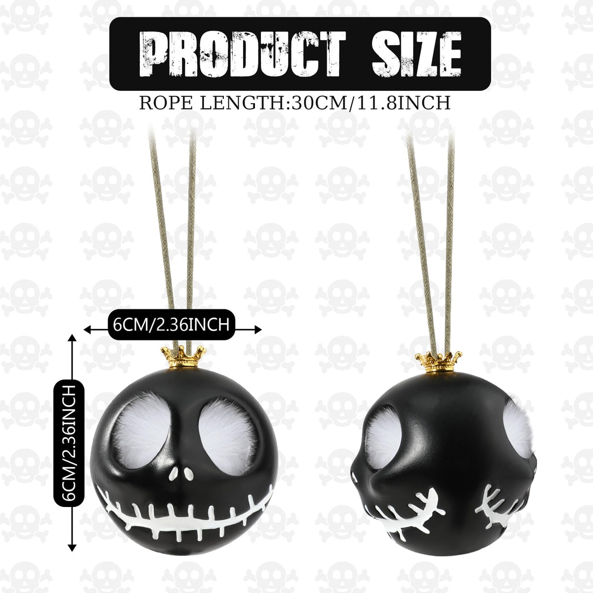 Rearview Mirror Ornament - Cool Skull Pendant, Halloween Flying Ghost Hanging Decoration, Skeleton Swinging Ornament for Car and Home, Birthday Gift for Parties