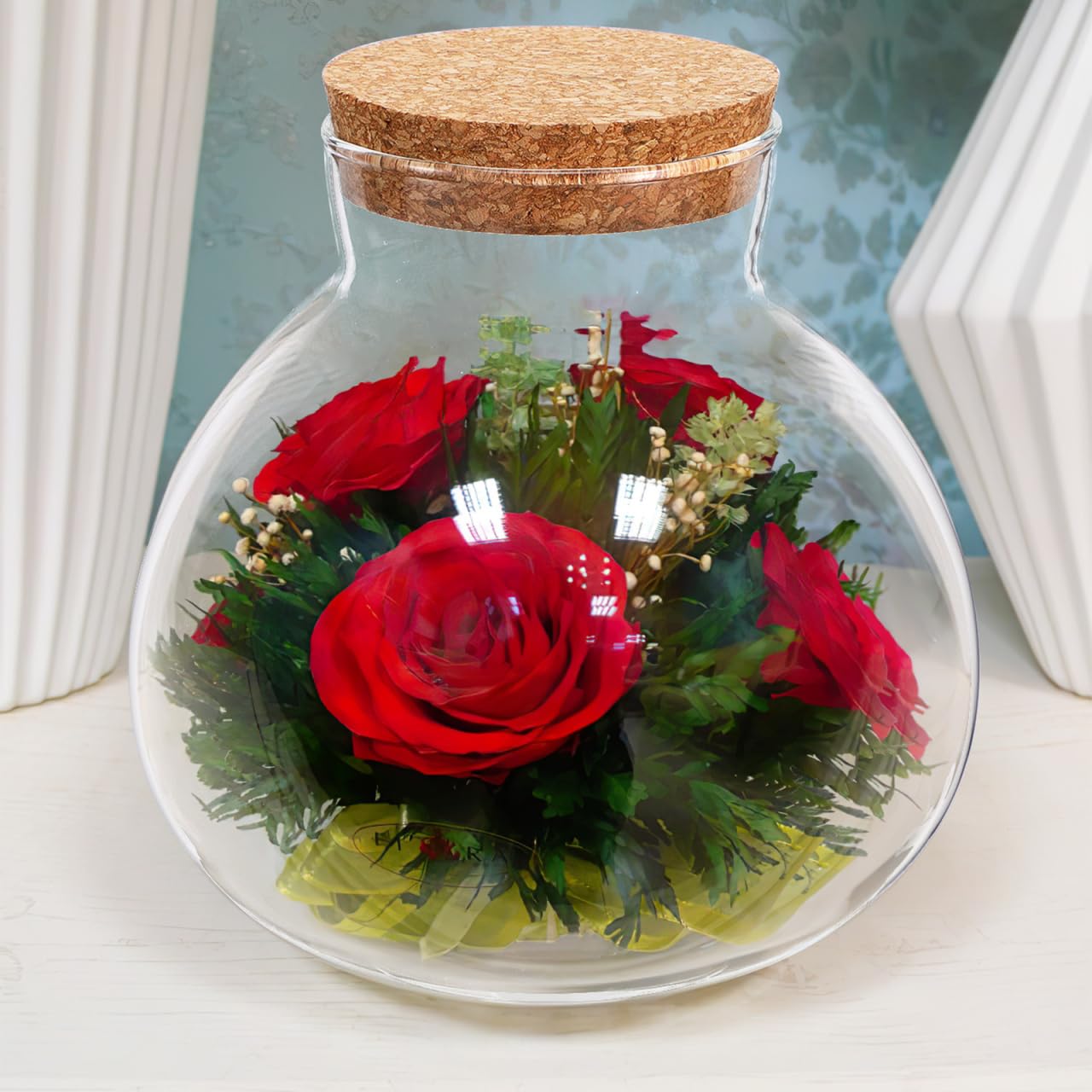 YARNOW Terrarium Bottle with Cork Lid 5.5 Inch Clear Glass Jar for Diy Micro Landscape Succulent Plant Moss Display and Home Decoration