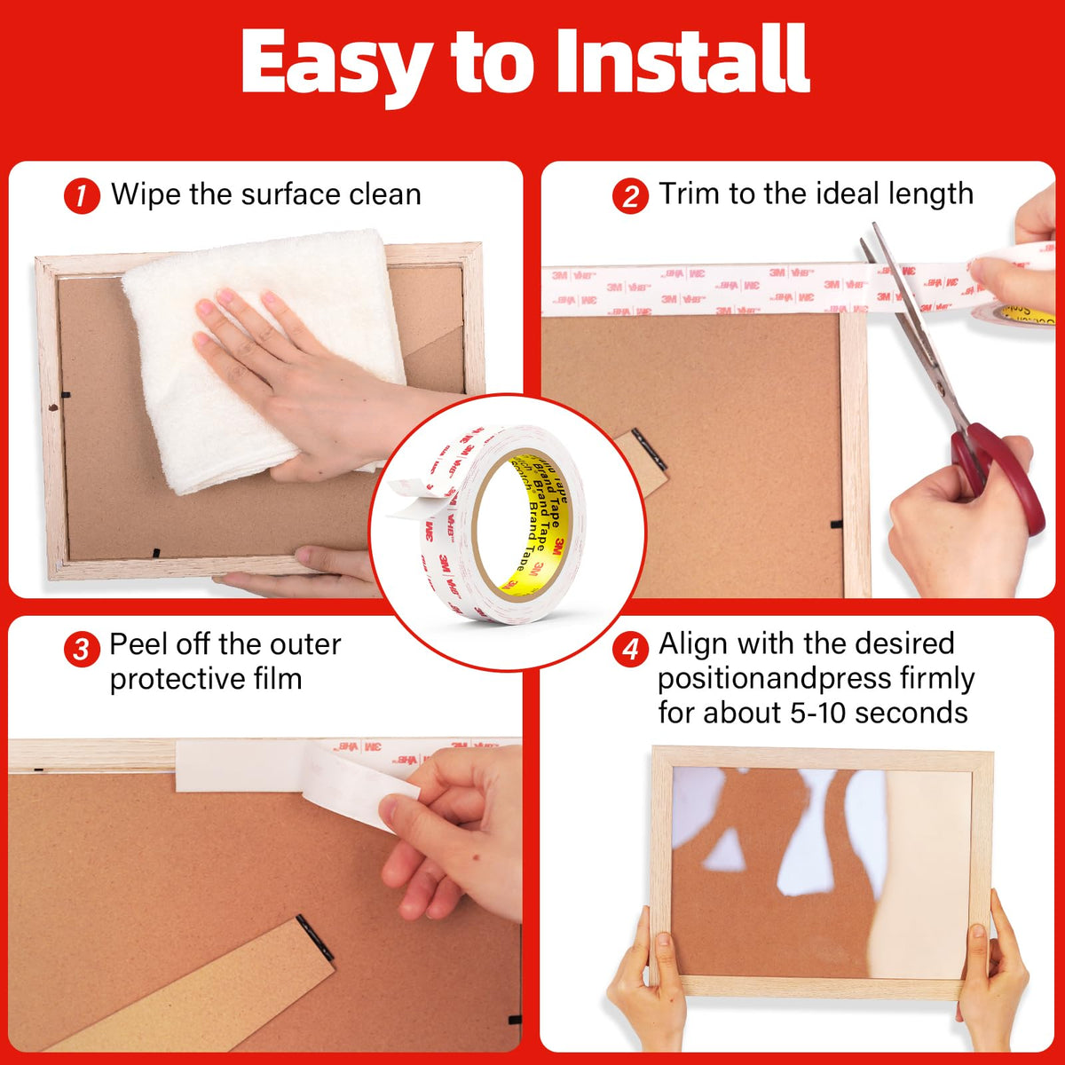 3M Double Sided Tape Heavy Duty2in X 9.85ft, Removable Mounting Tape for Wall, White Sticky Foam Tape, Picture Hanging Strips & Poster Hanger, Waterproof Adhesive Strips, Carpet Tape & Rug Gripper