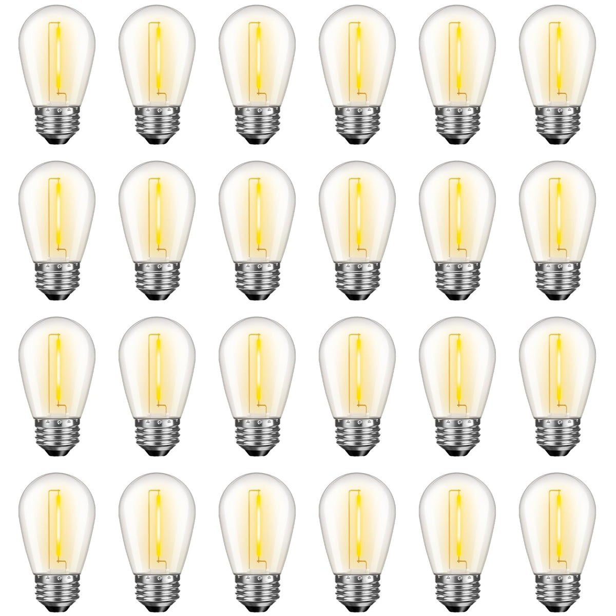 GvvooHome 24 Pack LED S14 Replacement Light Bulbs, Waterproof 1W Vintage Edison Bulbs for Outdoor Patio Backyard String Lights, Dimmable, E26 Regular Medium Screw Base, 2200K Warm White
