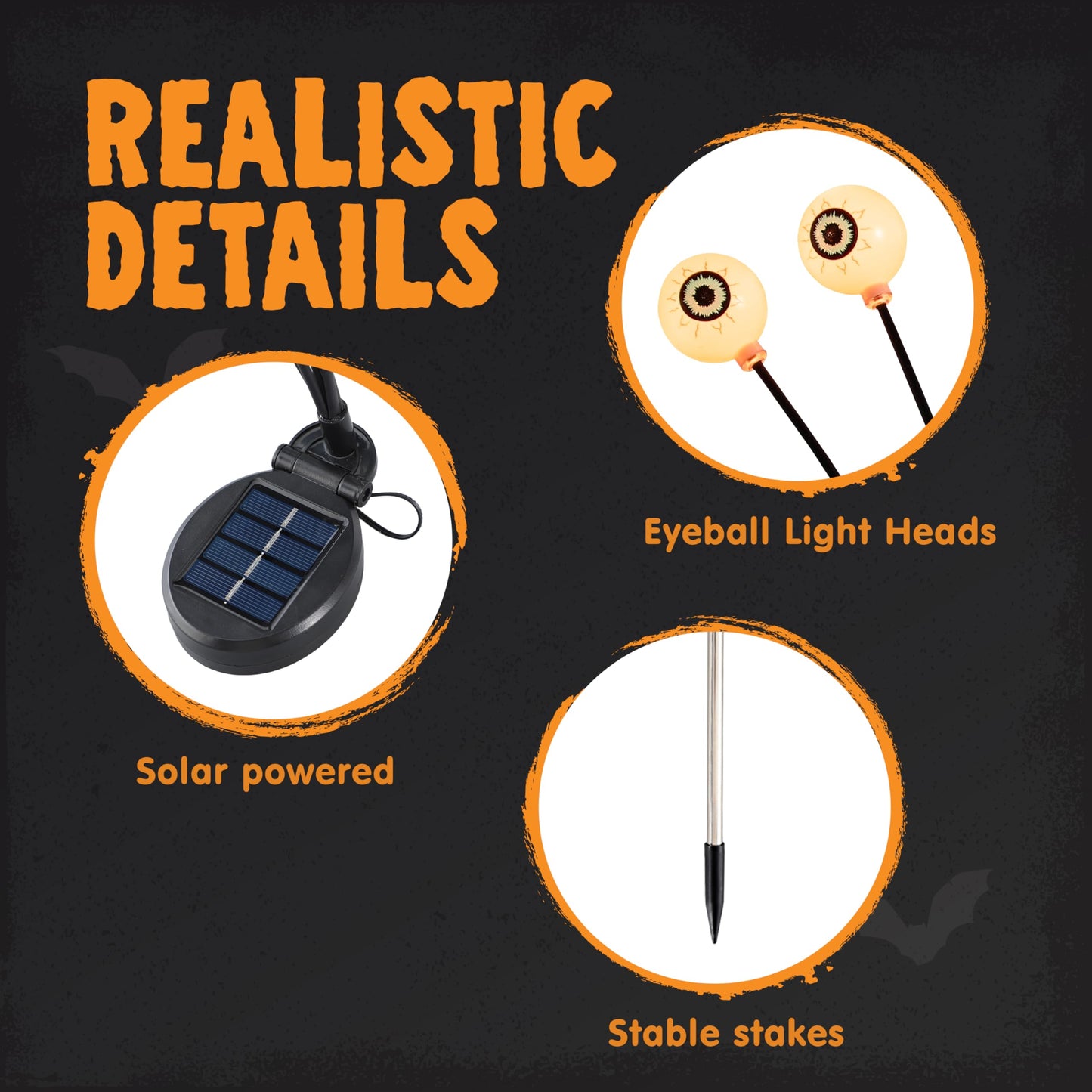 JOYIN Halloween Decorations Outdoor Solar Scary Eyeball Lights, 8 Pcs 48LEDs Warm Pathway Yard Stakes, Waterproof Firefly Lights for Halloween Graveyard Yard Garden Patio Walkway Party