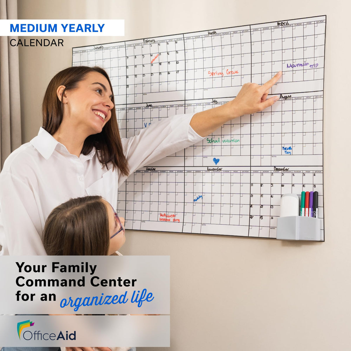 Yearly Large Dry Erase Calendar for Wall 24x36, for Year Family 12 Month, Undated Big Erasable Office, Rolled Whiteboard White Board, Classroom Annual Calendar Planner Dry Erase 36x24 Wall Reusable