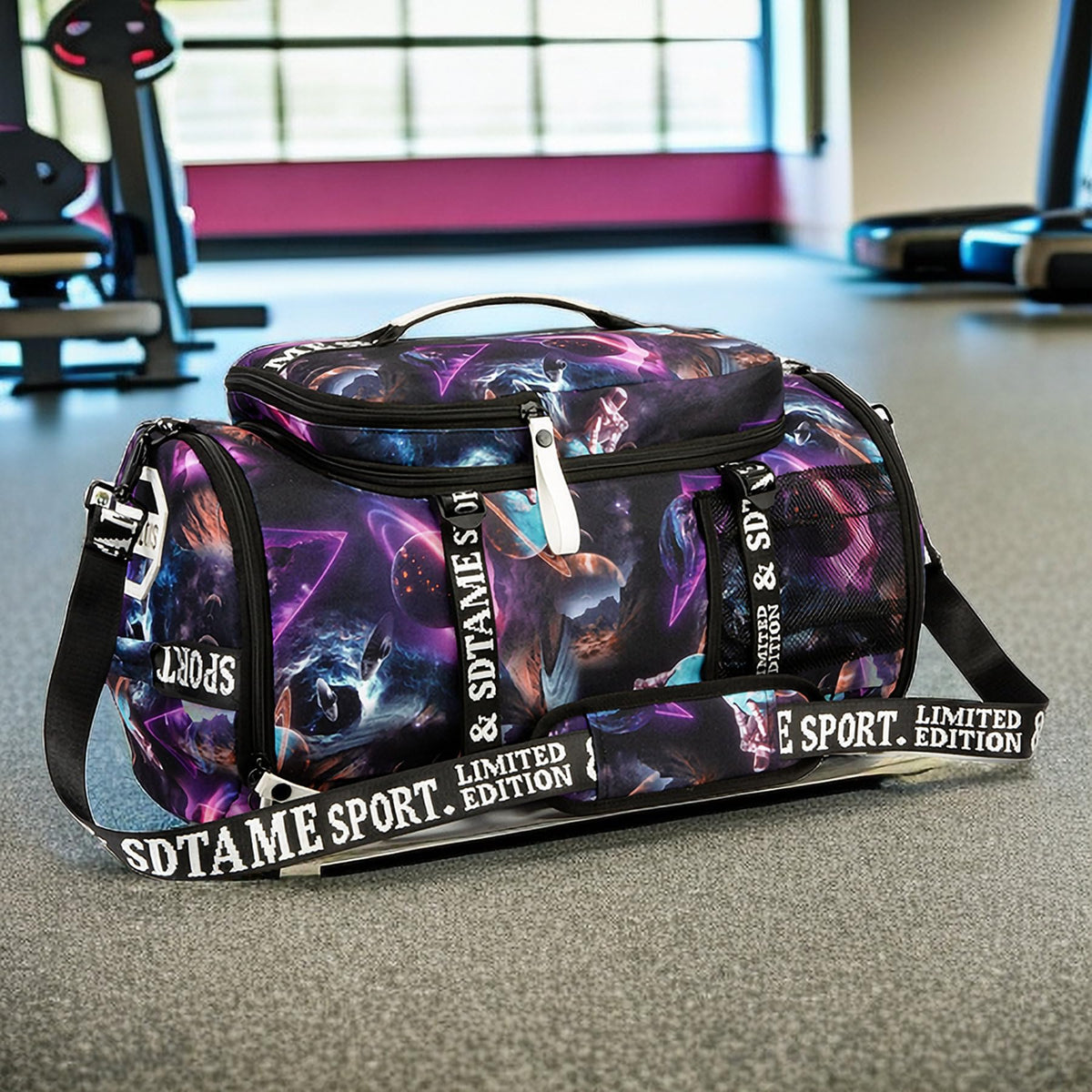 Gym Duffle Bag Backpack with Shoe Compartment,4 ways Travel Backpack for Women and Men,Multi-Functional Weekender bag with Waterproof Layer&Laptop Compartment for Fitness, Travel,Camping(Metallic)