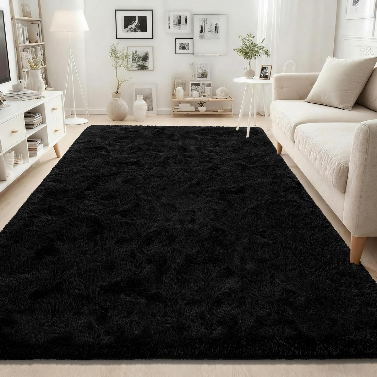 ISEAU Black Rug Super Soft Shaggy 4x6 Feet Rugs for Bedroom, Fluffy Area Rug for Living Room Floor Rug, Fuzzy and Comfy Carpet Nursery Shag Rug for Kids Boys Room Decor