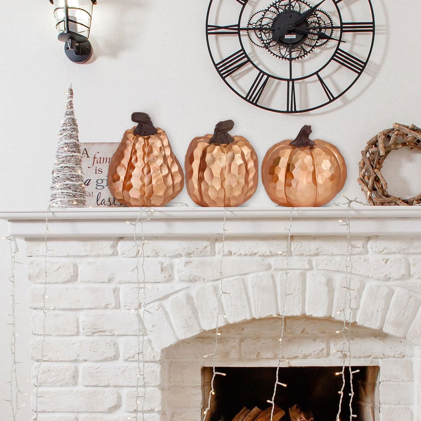 Binqiuu 6Inch Fall Pumpkin Decor Set of 3, Resin Pumpkins Thanksgiving Table Decor, Faux Pumpkins Suitable for Fall Home Decor,Fall Table Decorations,Fall Mantel Decor