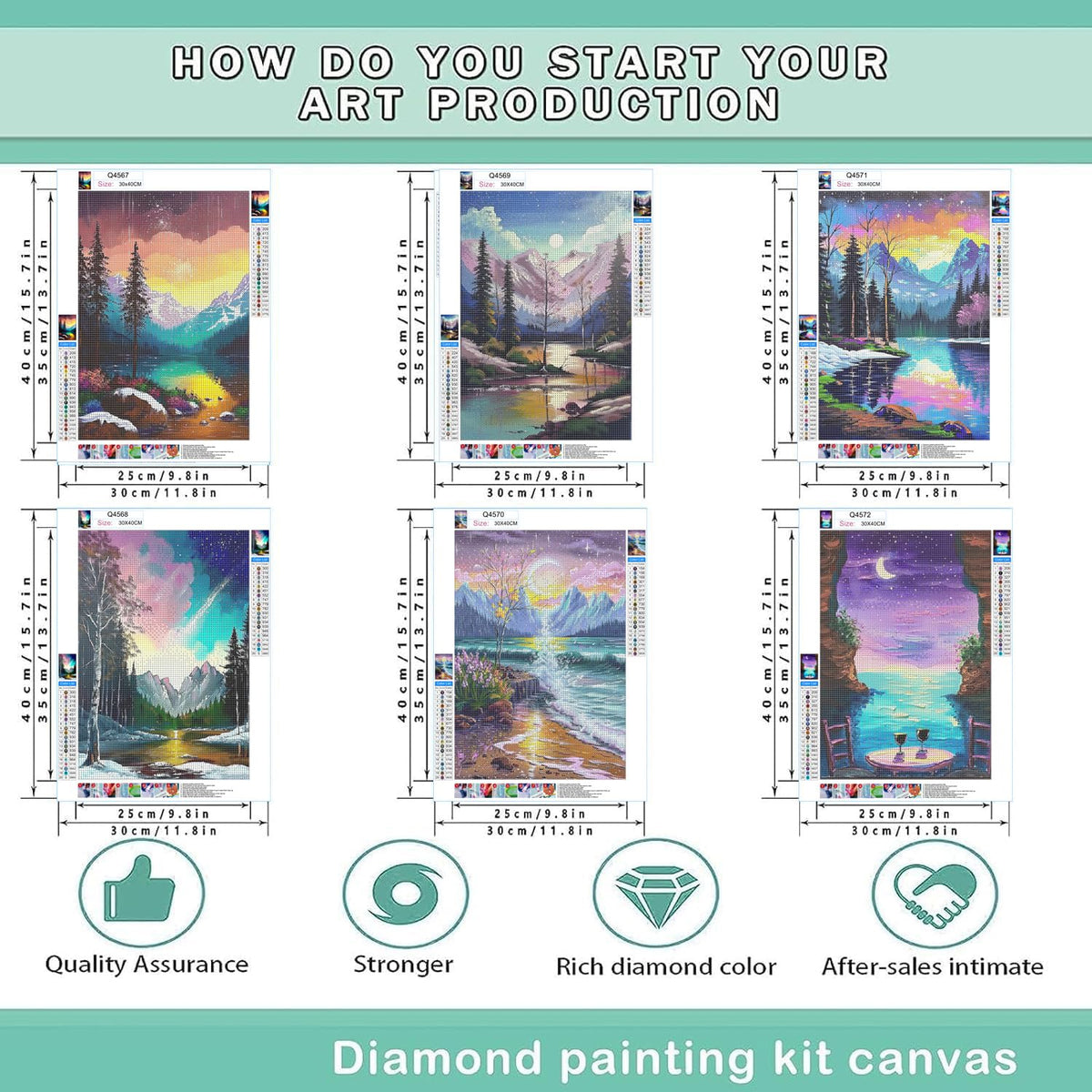 EWJRNSF 5D Diamond Painting Kits for Adults Beginners, Diamond Arts Kits Diamond Art Sets,Gem Painting Arts & Crafts Home Wall Decoration 11.8x15.7 Inches 6 Pack Landscape
