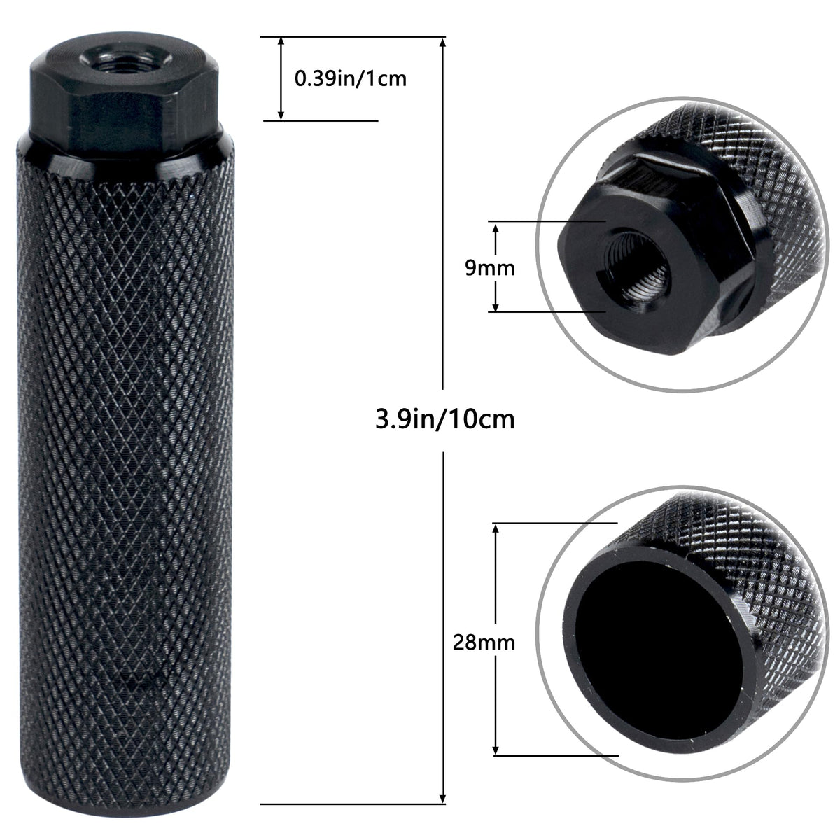 KINSPORY 4PC Bike Pegs for 3/8 inch Axles, Aluminum Alloy Anti-Skid BMX Bicycle Pegs for Mountain Bike Backseats Stands Cycling Rear Stunt Pegs - Black