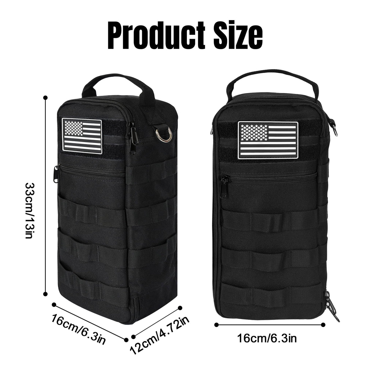 AASTT 13 Inch Portable Small Tool Bag, Heavy Duty Tool Organizer Bag with Shoulder Strap and D-ring Clip, Tactical Tool Bag, Tool Pouch Bag for Electricians, Carpenters, HVAC Technicians (Black)