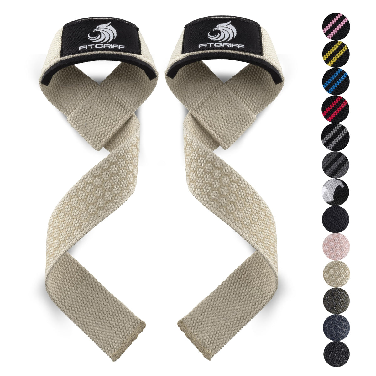Fitgriff® Lifting Wrist Straps for Weightlifting, Gym, Deadlift, Workout (Made of Premium Cotton & Padded) - Men & Women (Standard, Sand (Silicone-Grip))