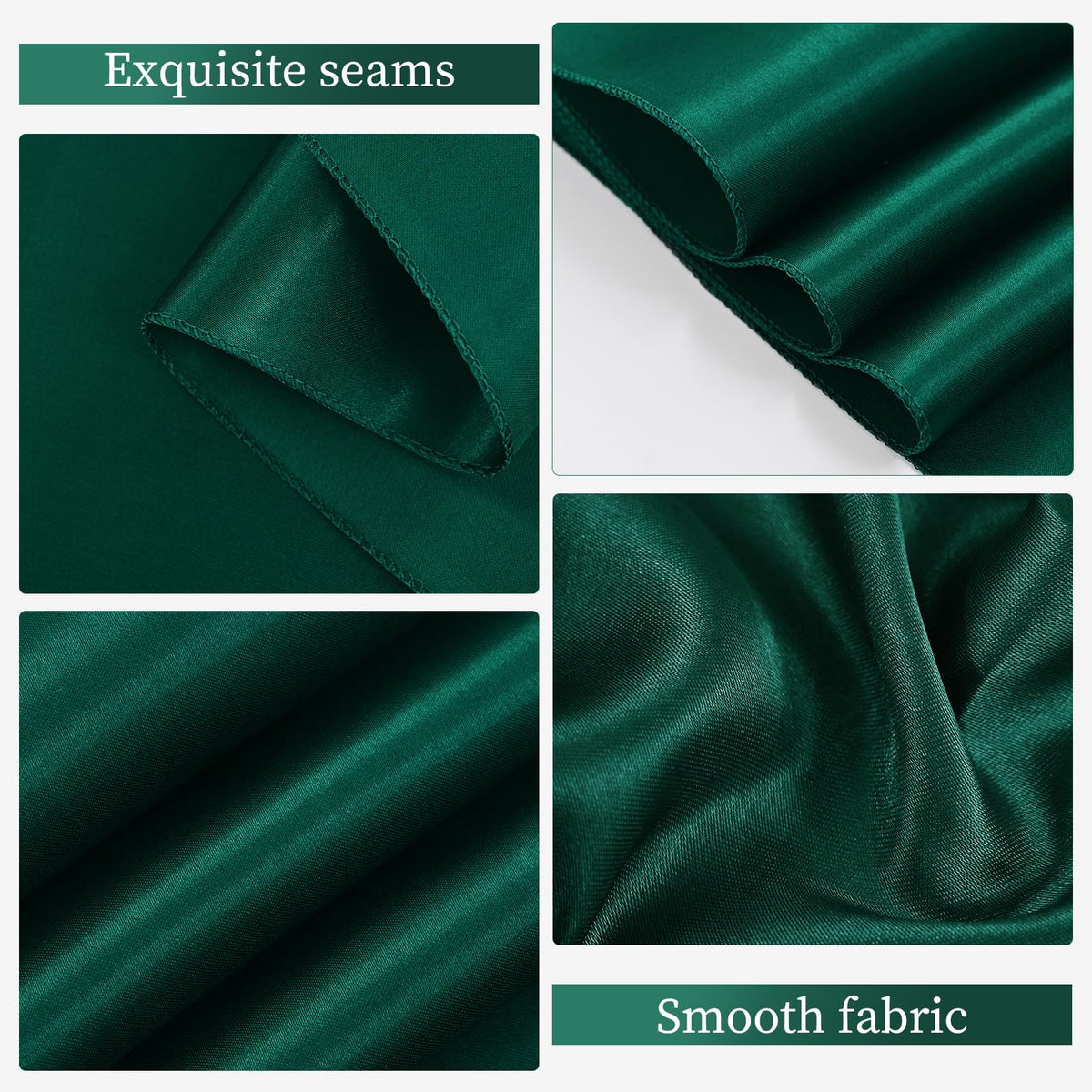 LOKUME Satin Chair Sashes - Dark Green Ribbon Ties for Wedding, Birthday, Banquet & Event Decoration (50 PCS, 7 x 108 Inch)