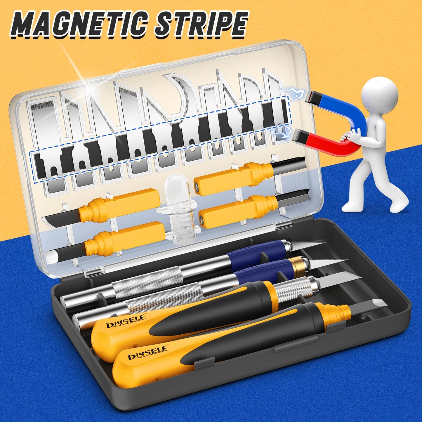 DIYSELF Exacto Knife, 22 Pack Exacto Knife Set with Exacto Blades, Craft Knife for Art, Stencil, Scrapbooking, and Modeling, Hobby Knife, Precision, Art Knives Kit, Pumpkin Carving Tools