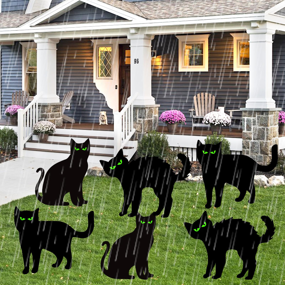 Halloween Decorations Outdoor 6 PCS Black Cat Yard Signs with Stakes Scary Silhouette with Glow in Eyes Waterproof for Yard Lawn Garden Indoor Home Halloween Decor