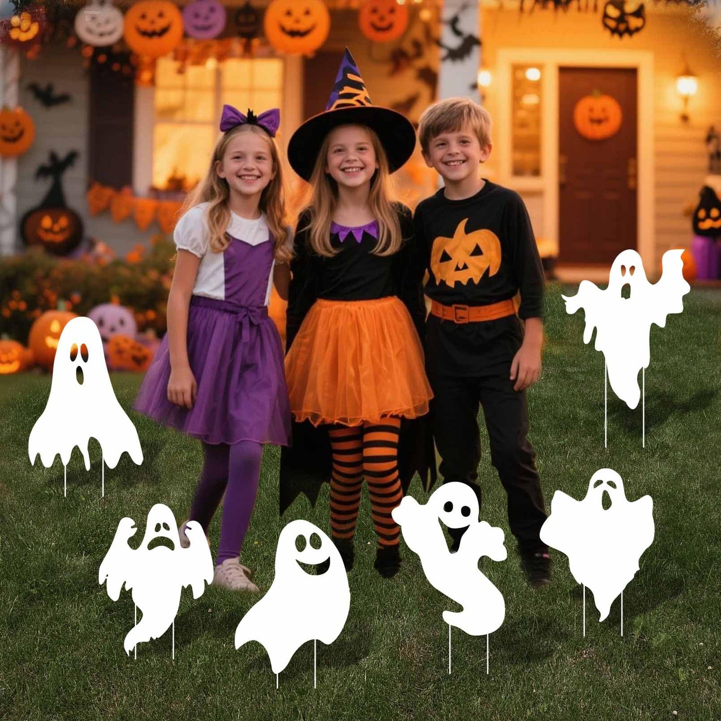Halloween Ghost Yard Stakes - 6PCS Spooky Ghost Lawn Decorations with Eerie Faces, Outdoor Scary Decor for Garden, Yard, Porch Halloween Home Decoration with Ghost Yard Signs & Ghost Lawn Stakes