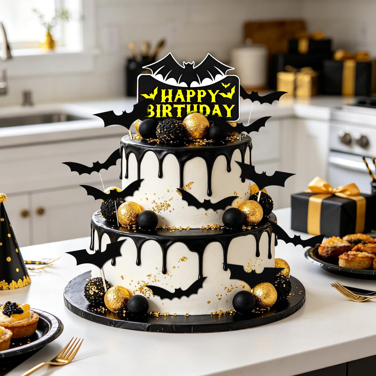 Superhero Cake Topper Bat Cake Decor - Happy Birthday Decorations for Hero Themed Party Supplies