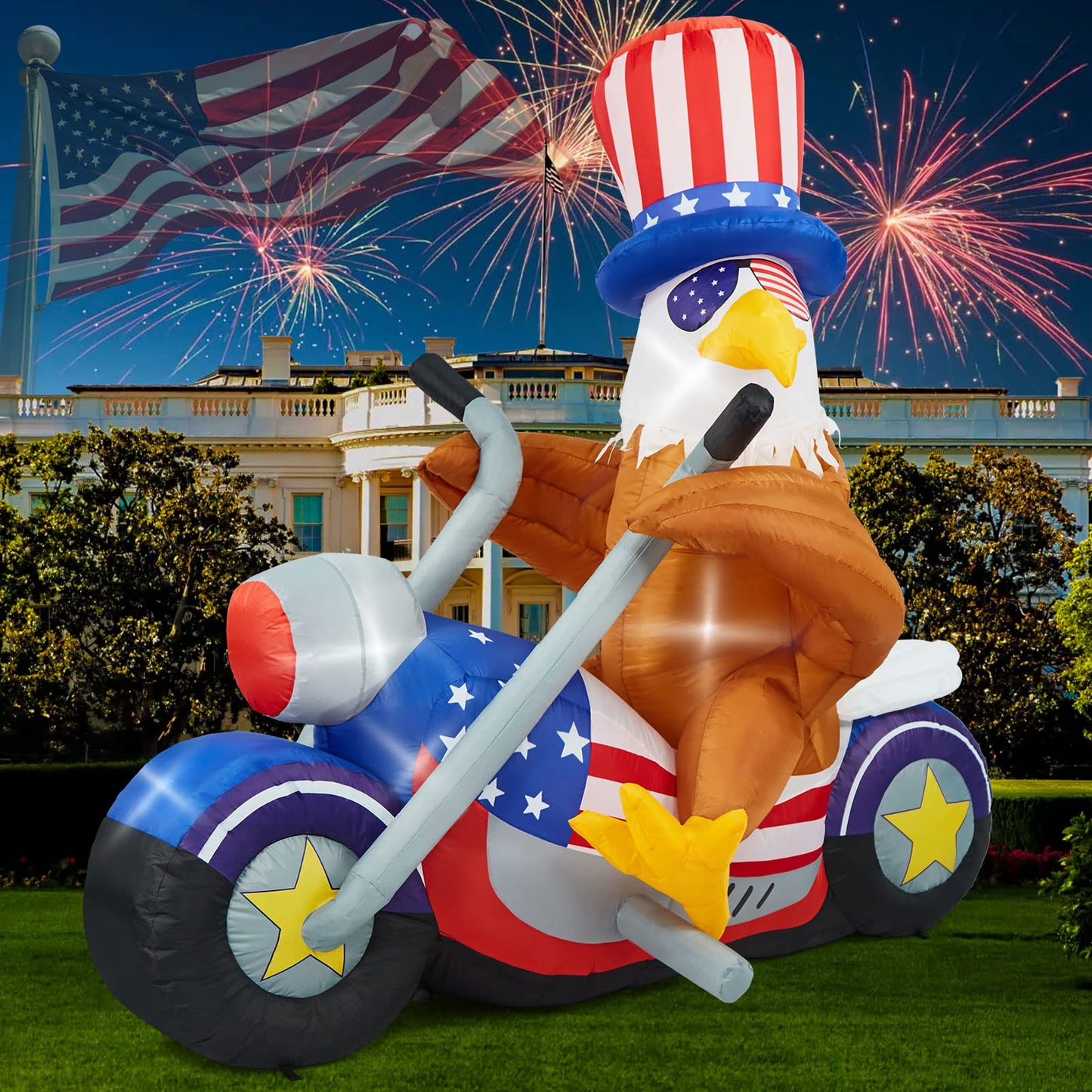 Eagle Inflatable, Camuland 6 FT Fourth of July Inflatable Outdoor Decorations Patriotic Independence Day Inflatable Eagle, Outdoor Inflatables with LED Lights for Yard Garden Lawn Memorial Day Decor