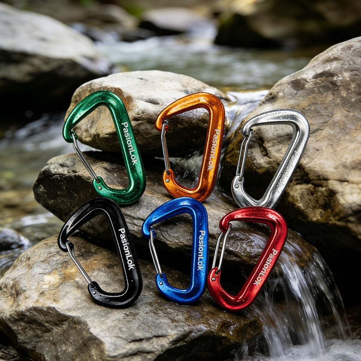 PasionLok Carabiner Clips Heavy Duty 12KN, 4 Pack Aluminum Carabiner Keychain, Small D Ring Hook for Hammock Camping Essentials, Backpack Key Ring Clip, Dog Leash, Multi Color