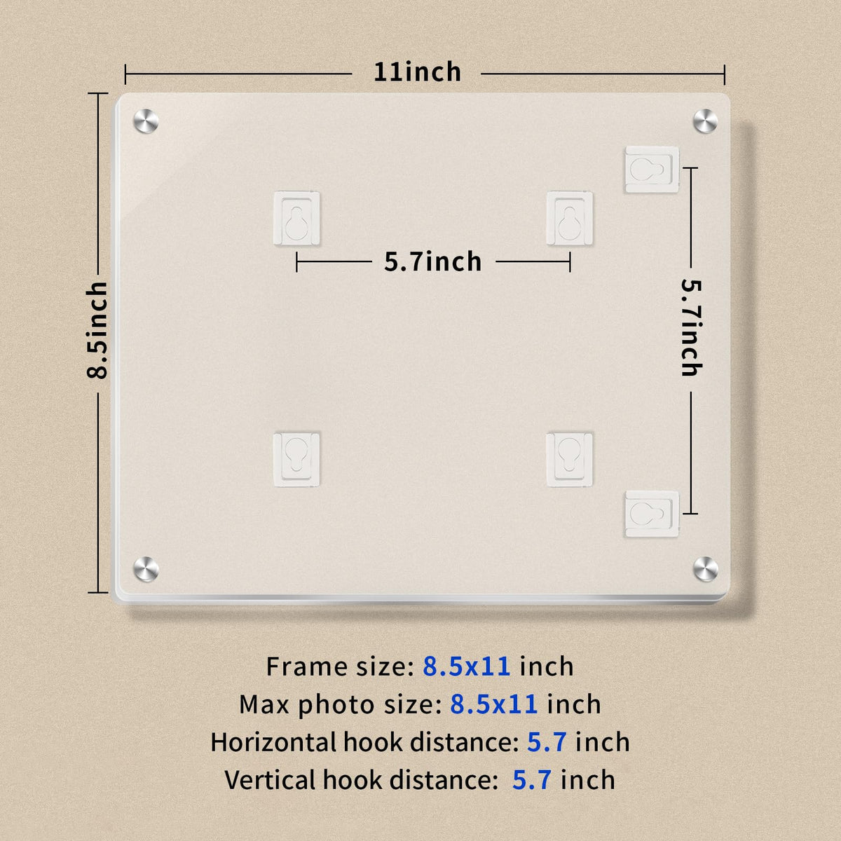 JUOIFIP 2 Pack 8.5x11 Acrylic Floating Picture Frame for Wall Mount, Clear Magnetic Photo Frame for Kids Artwork Changeable,Certificates Documents Frames for Family,Office,Wedding