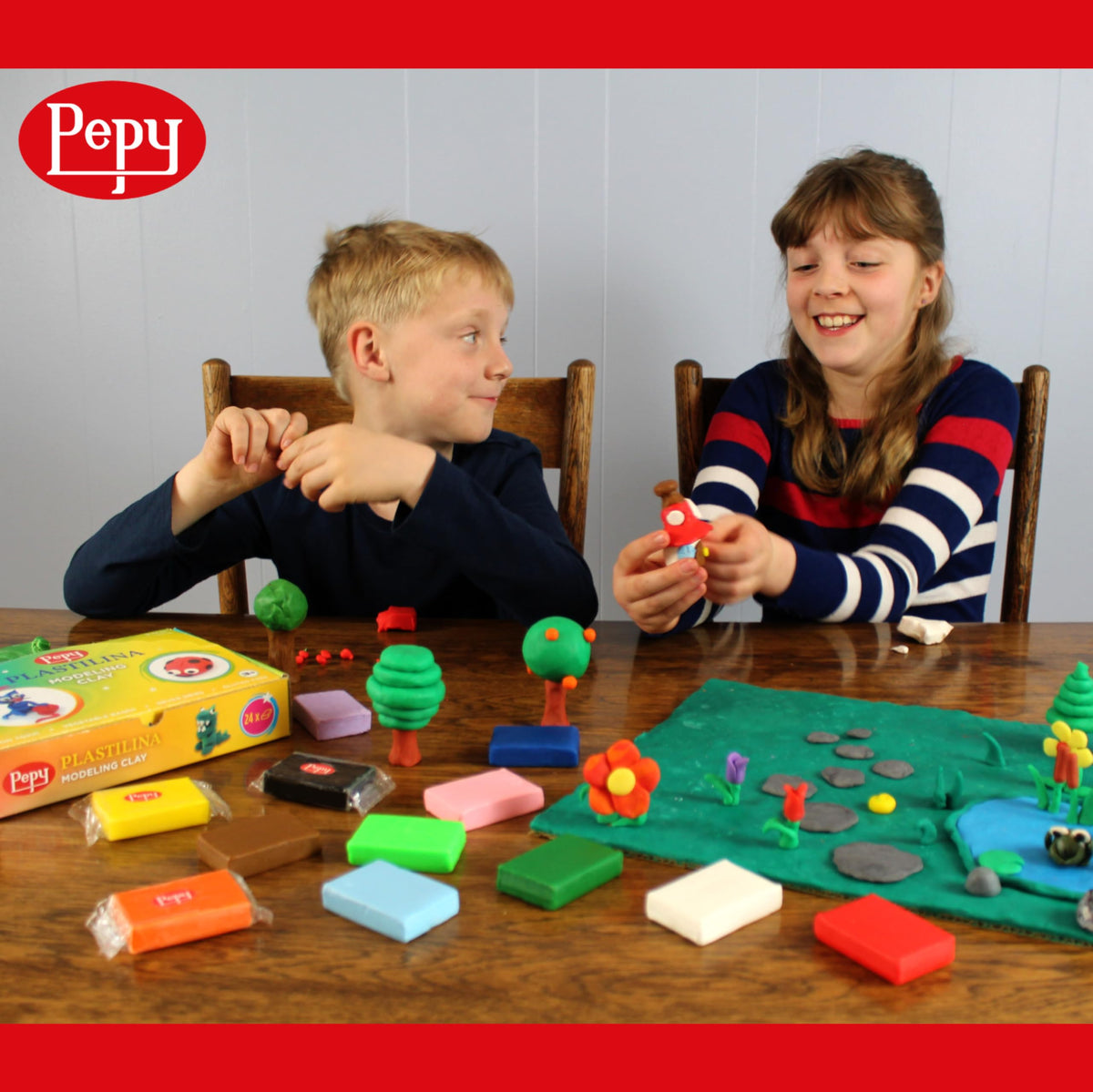 Pepy Plastilina Reusable and Non-Drying Modeling Clay Gift Set; Set of 24 Bars, 1.4 Ounce Each, 2 Each of 12 Colors, Perfect for Arts and Crafts Projects, Multicolor
