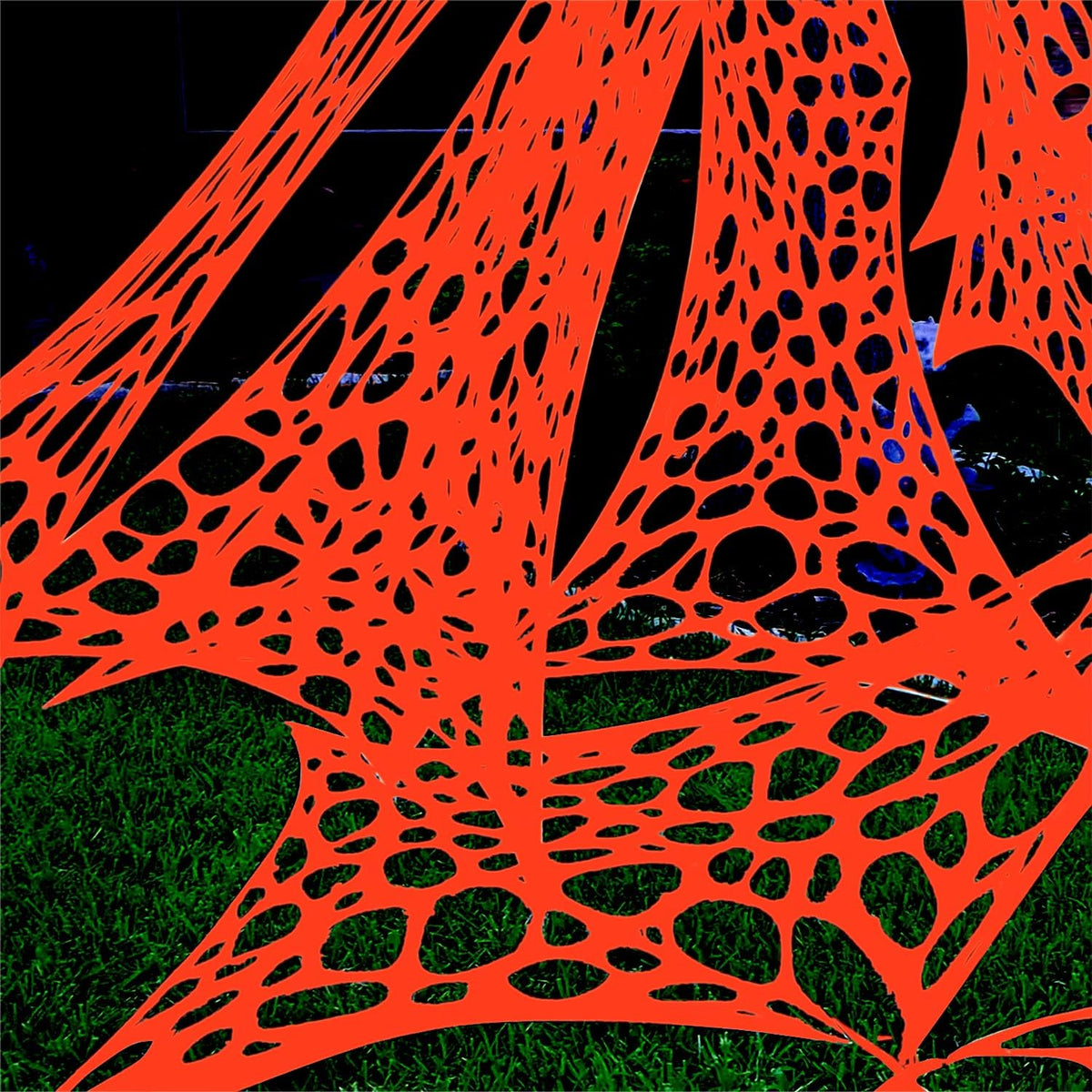 YHFUISK 700 Sqft Giant Durable Spider Web Halloween Decorative Outdoor, Beef Web for Glow in The Dark Spider Web, Orange Giant Spider Outdoor Decor Set,with 3 Blacklight (24FT x 4FT)