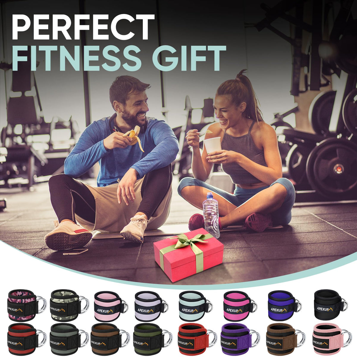 APEXUP Ankle Strap for Cable Machine, Ankle Resistance Bands, Cable Kick Back Straps for Gym, Glute Workouts, Leg Extensions, Adjustable Straps with Neoprene Padding (Single, Black+Pink)