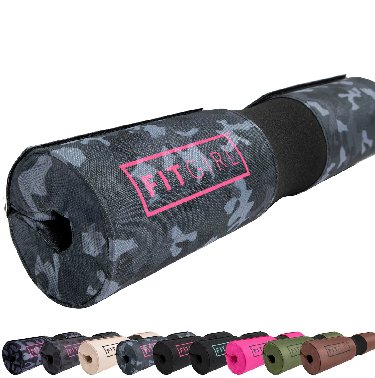 FITGIRL - Squat Pad and Hip Thrust Pad for Leg Day, Barbell Pad Stays in Place Secure, Thick Cushion for Comfortable Squats Lunges Glute Bridges, Olympic Bar and Smith Machine (Deluxe Camo)