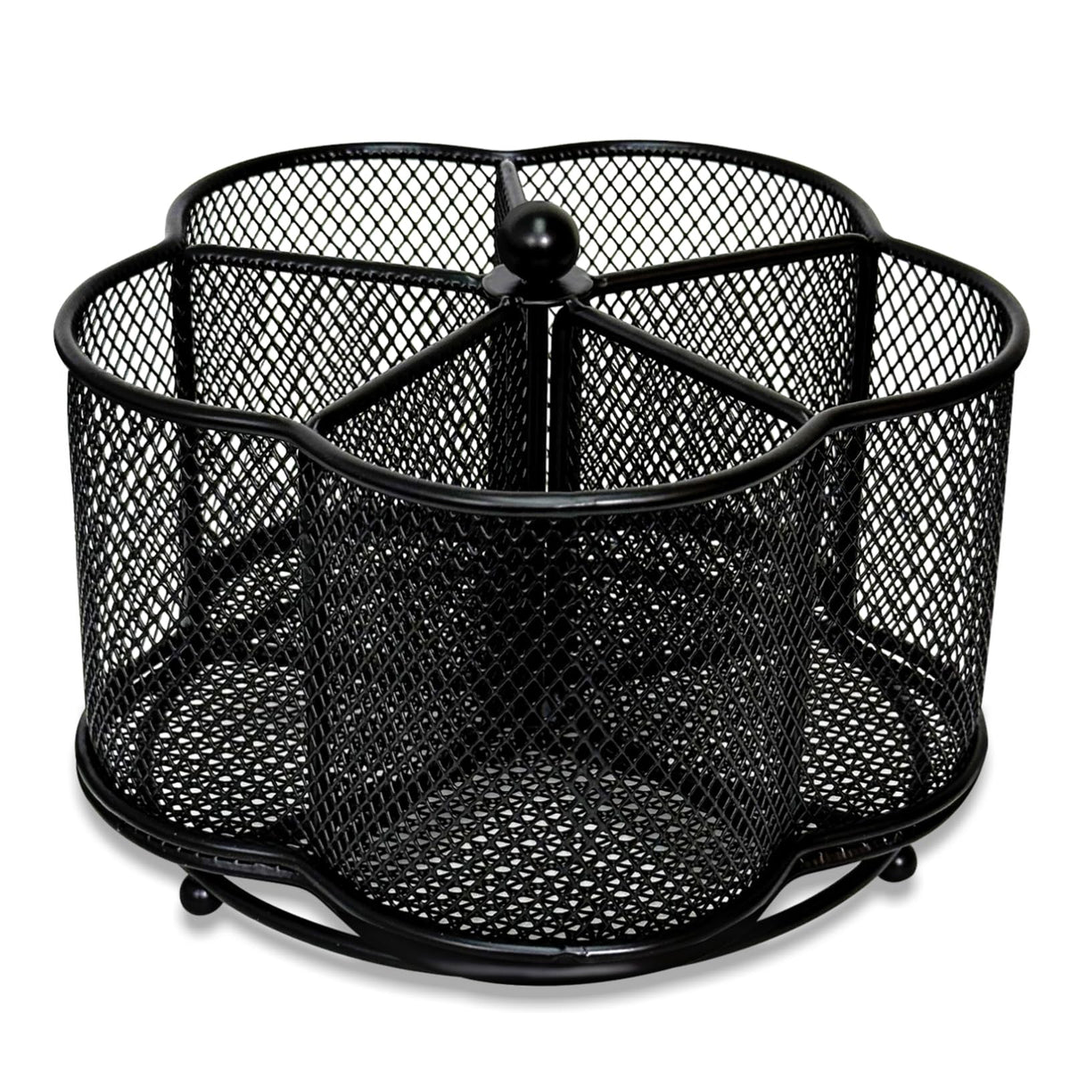 PNEUICALLY 360 Degree Rotate Pen Holder for Desk Mesh Desk Pen Organizer Pencil Holder Large Capacity Accessories & Workspace Organizers for School,Home (Black, No hook)