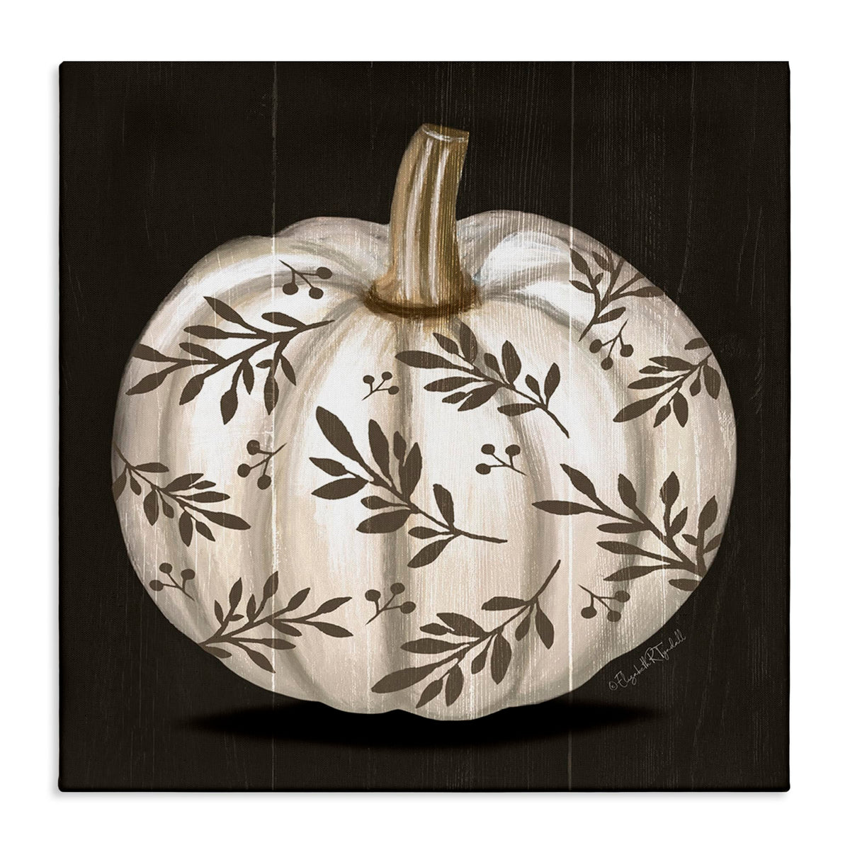 Stupell Industries 'Leaf Patterned Fall Pumpkin', Canvas Art, 17 x 17 Inches, Easy to Hang and Sturdy, Made in USA, by Elizabeth Tyndall