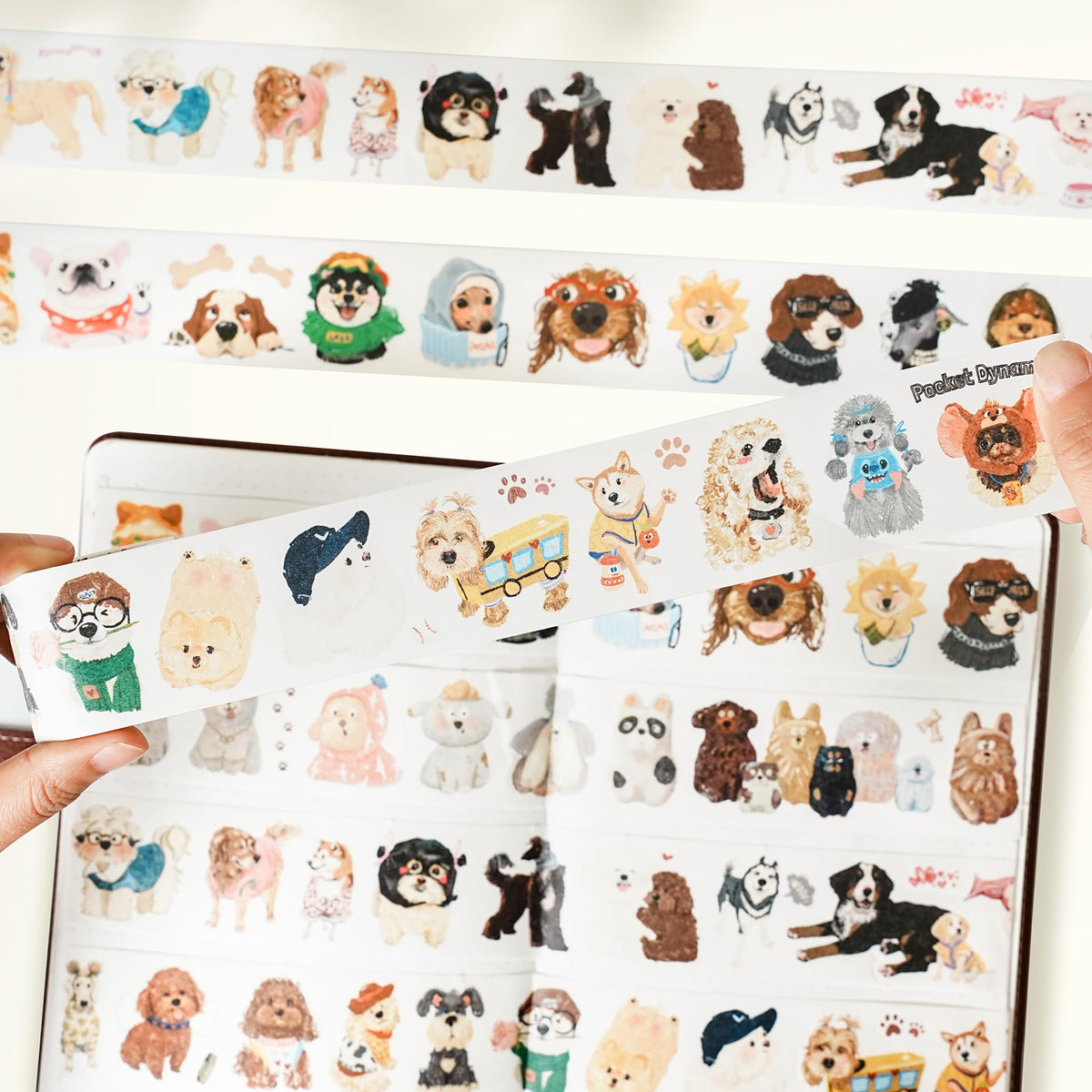 WT Tail Waggers Washi Tape Sticker Set, 4 Rolls, Original Designs, Cute Pet-Themed Decorative Tape for Scrapbooking, Journaling, Planners & DIY Crafts