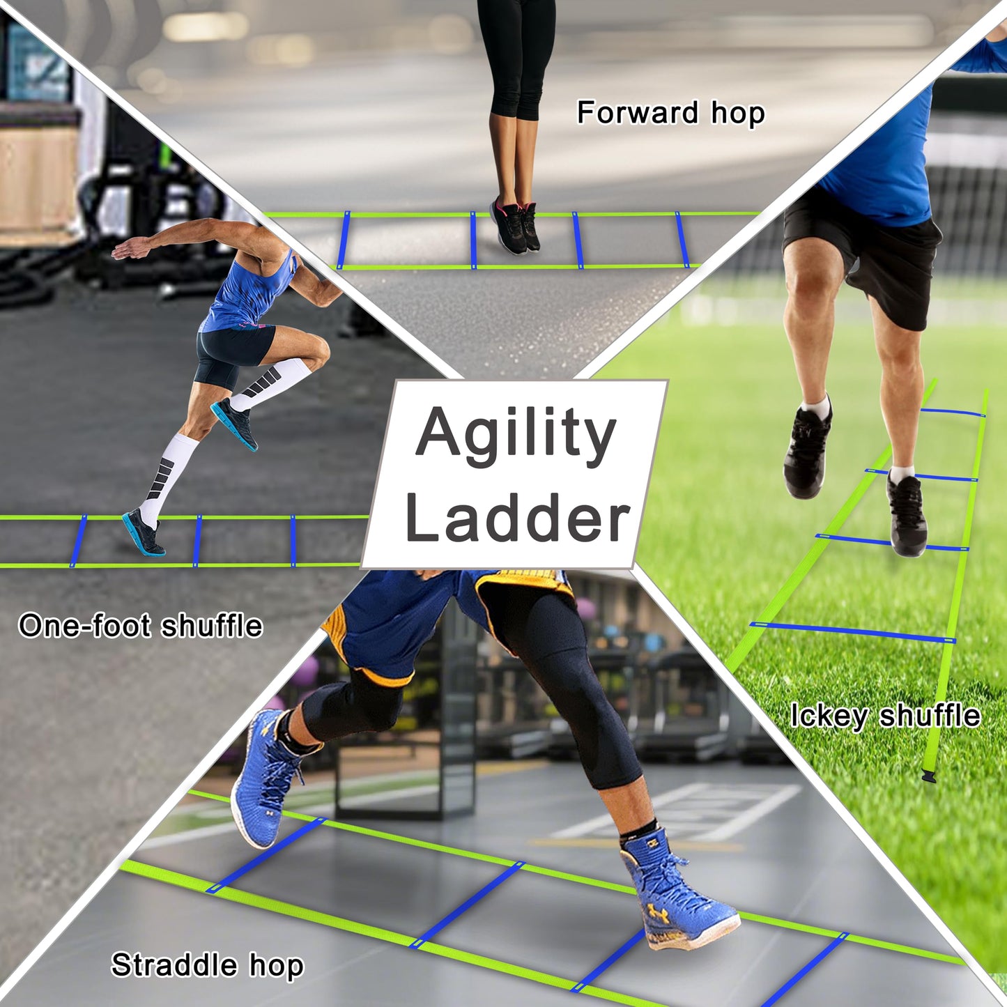 NKJIH 20ft Adjustable Agility Speed Ladder Training Ladder with Carry Bag - Soccer, Speed, Football Fitness Feet Training - Agility Training Equipment for Footwork Drills（Blue）