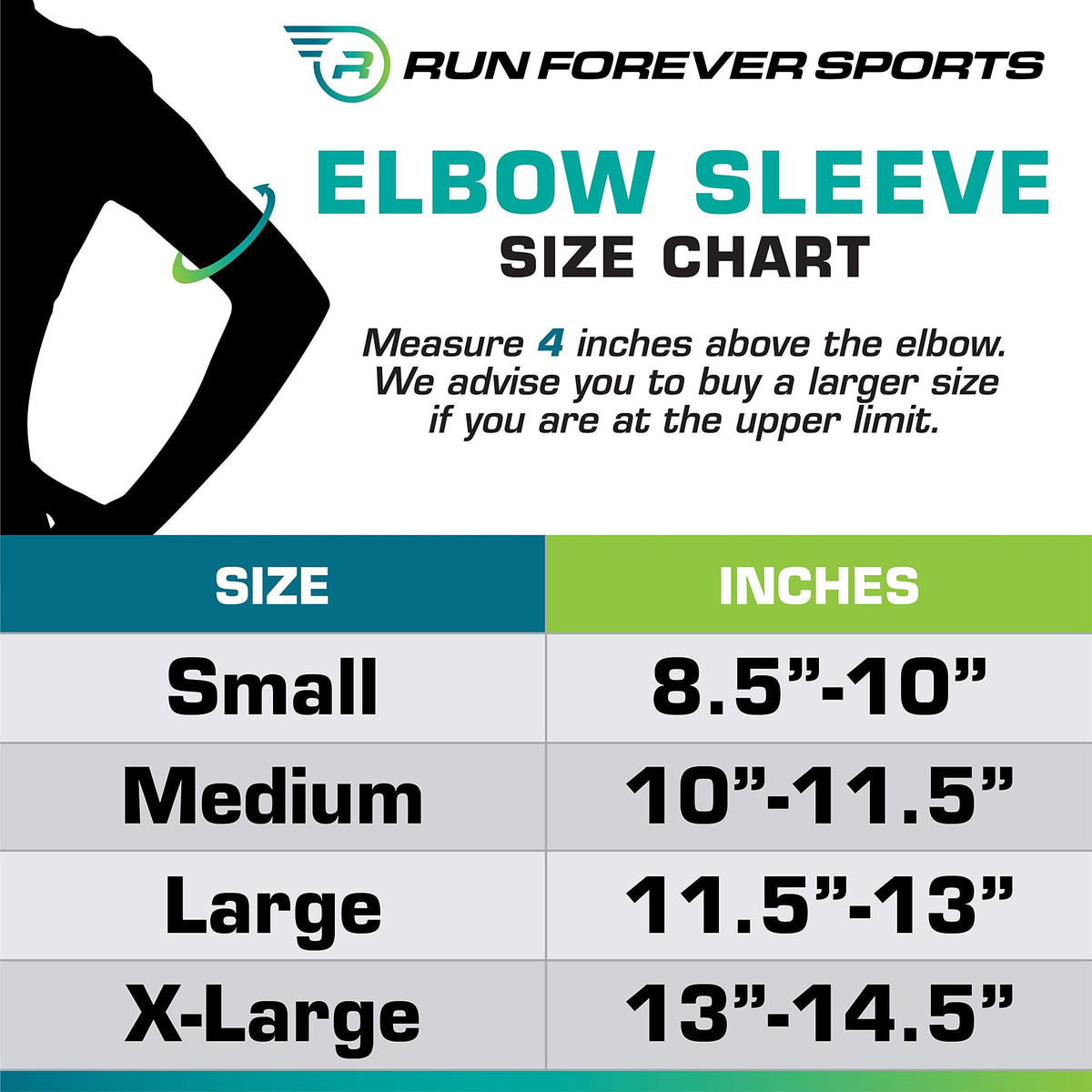 Run Forever Elbow Compression Sleeve for Men & Women | Forearm & Elbow Sleeve for Weightlifting, Workout, Exercise, Golf & Tennis | Elbow Brace for Tendonitis, Arthritis, Bursitis, & Pain Relief