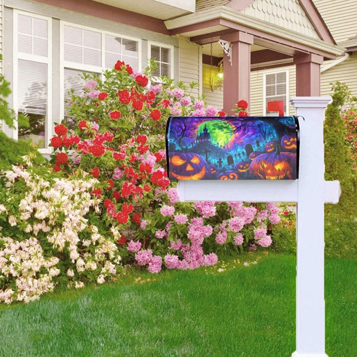 Taekifiyy Halloween Pumpkin Mailbox Covers Magnetic Letterbox Covers 21x18 Inch for Garden Outdoor Decoration