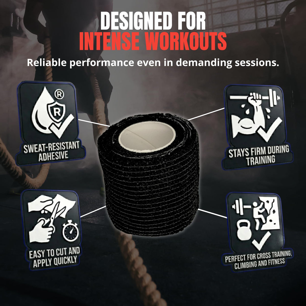 in s(h)ock Barcelona Thumb Tape 5 Rolls - Self Adhesive Athletic Tape for Thumb and Fingers - Hook Grip Tape for Cross Training, Weightlifting, Boxing, Climbing and Gym Workouts