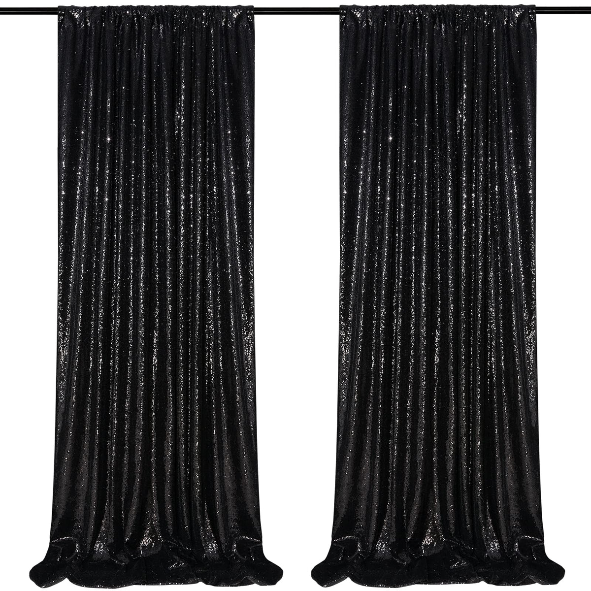 Black Sequin Backdrop 2 Panels 2FTx8FT Halloween Backdrop Curtains Party Decorations Birthday Wedding Photo Backdrop