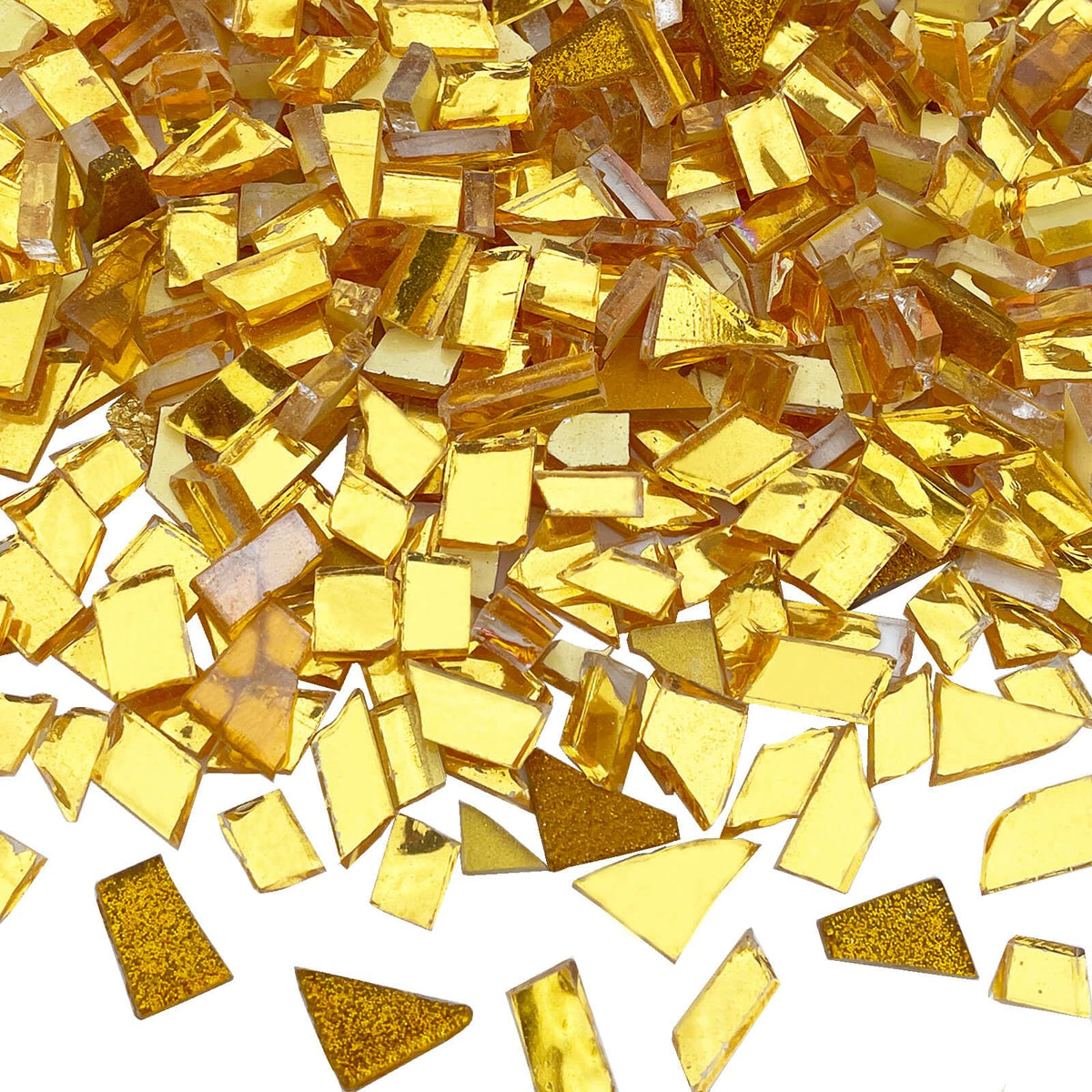 LITMIND Gold Mixed Irregular Glass Mosaic Tiles for Art Crafts, 9oz Value Pack Mosaic Making Supplies, Glass Mosaic Kits for Adults