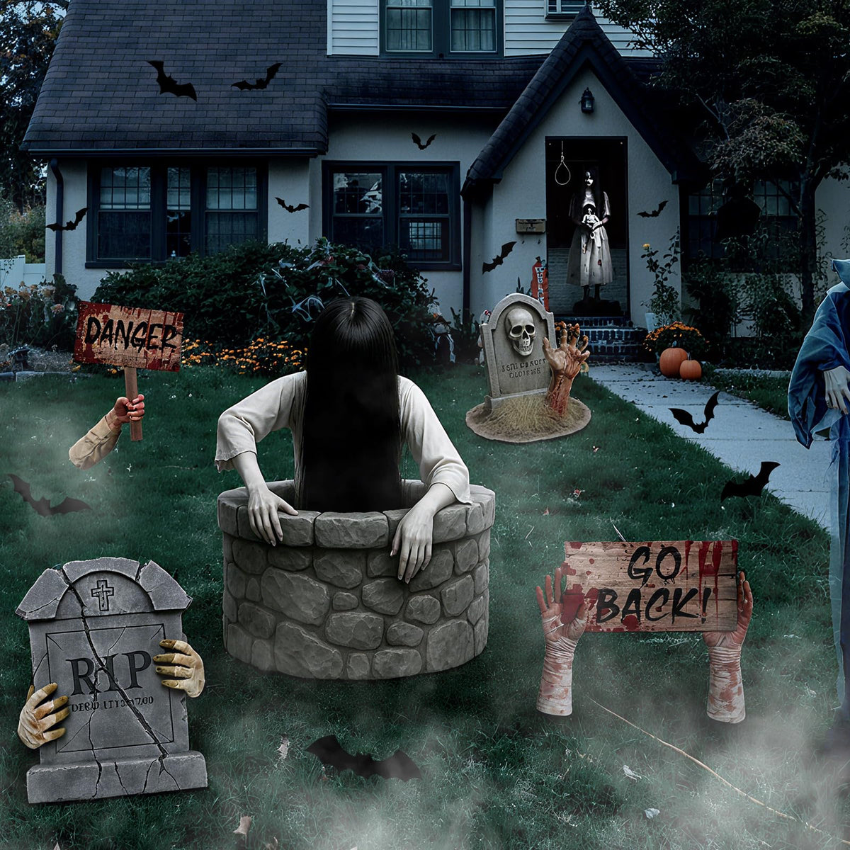 Roowest Large Halloween Decorations Outdoor Yard Sign, 27 Inch Yard Signs with Stakes Halloween RIP Lawn Decor for Graves Haunted House Holiday Party Props Supplies(Residual Limbs)