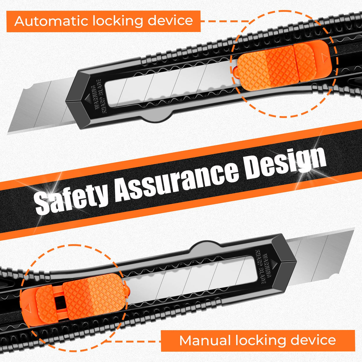 DIYSELF Box Cutter, 24 Pack Box Cutters Retractable Razor Blades Utility Knife Opener Safety Snap off Knives for Warehouse Pen Hobby Modeling Pencil Exacto Knife