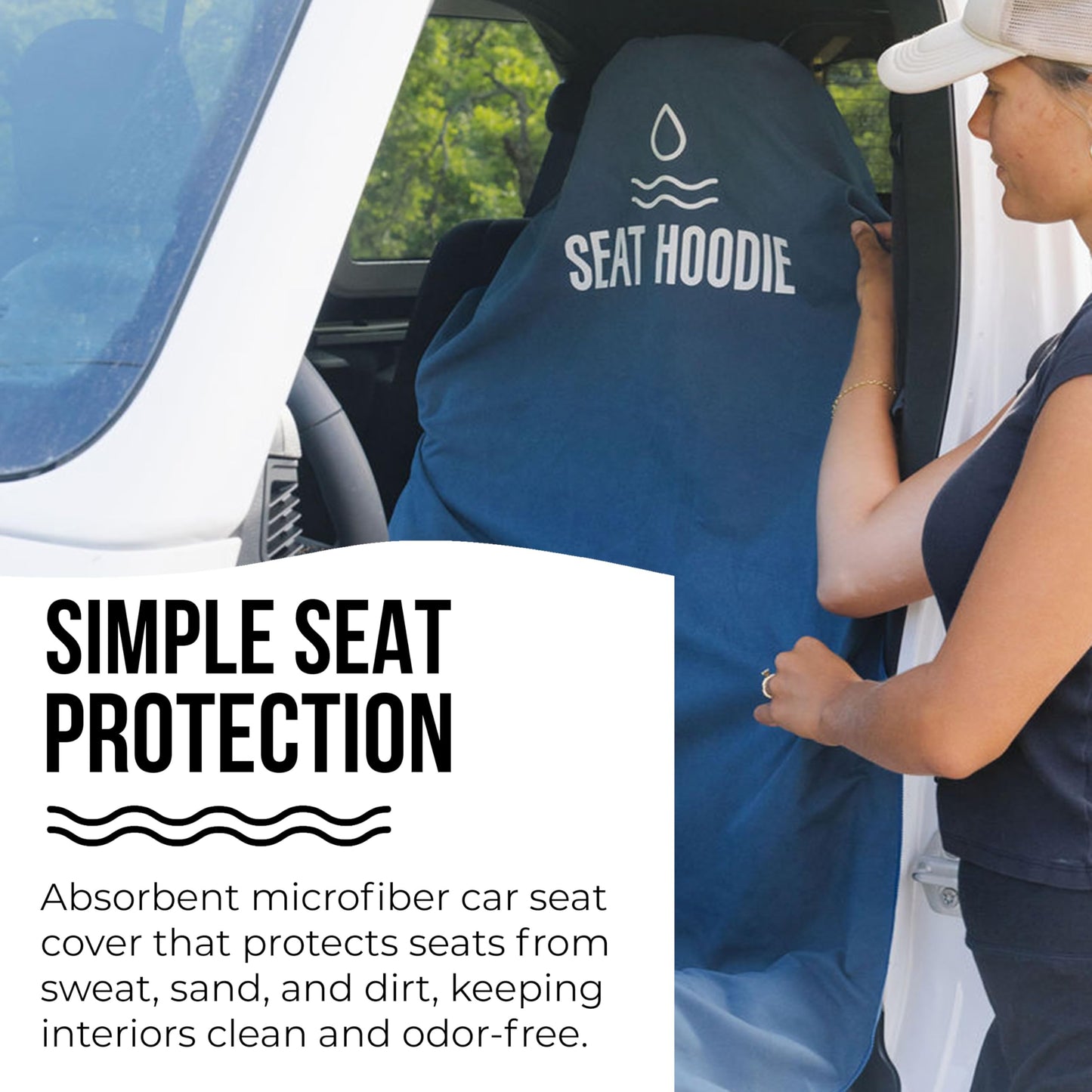 Seat Hoodie Car Seat Towel | Premium Microfiber Towel Seat Covers for Cars | Universal Fit & Machine Washable | Portable Car Seat Towel Cover After Gym, Yoga, Beach Black