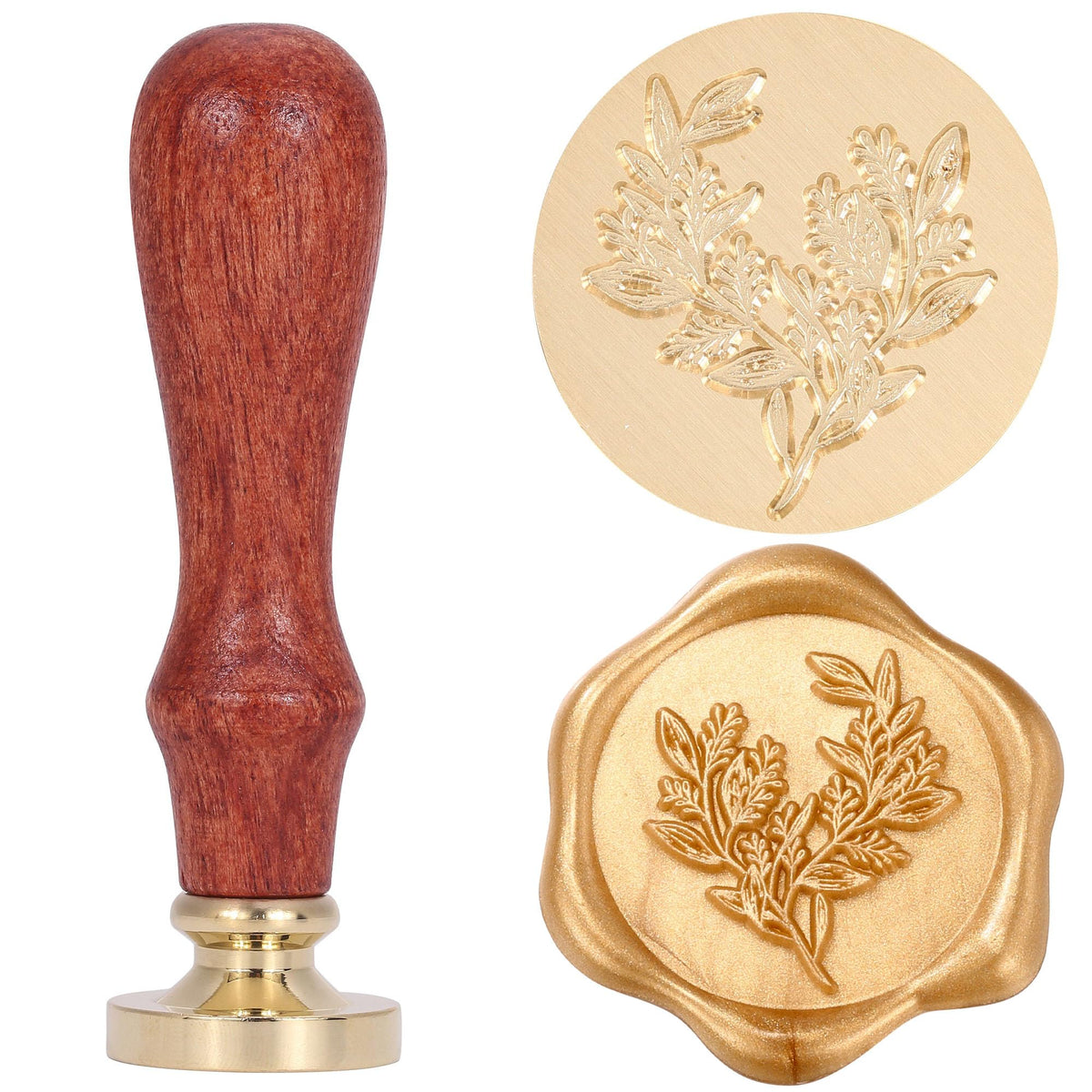 Yoption Wax Seal Kit, Eucalyptus Wax Seal Stamp, 10pcs Light Gold Glue Gun Sealing Wax Sticks and 1 Pen for Christmas Cards, Wedding, Gift, Wine Packages