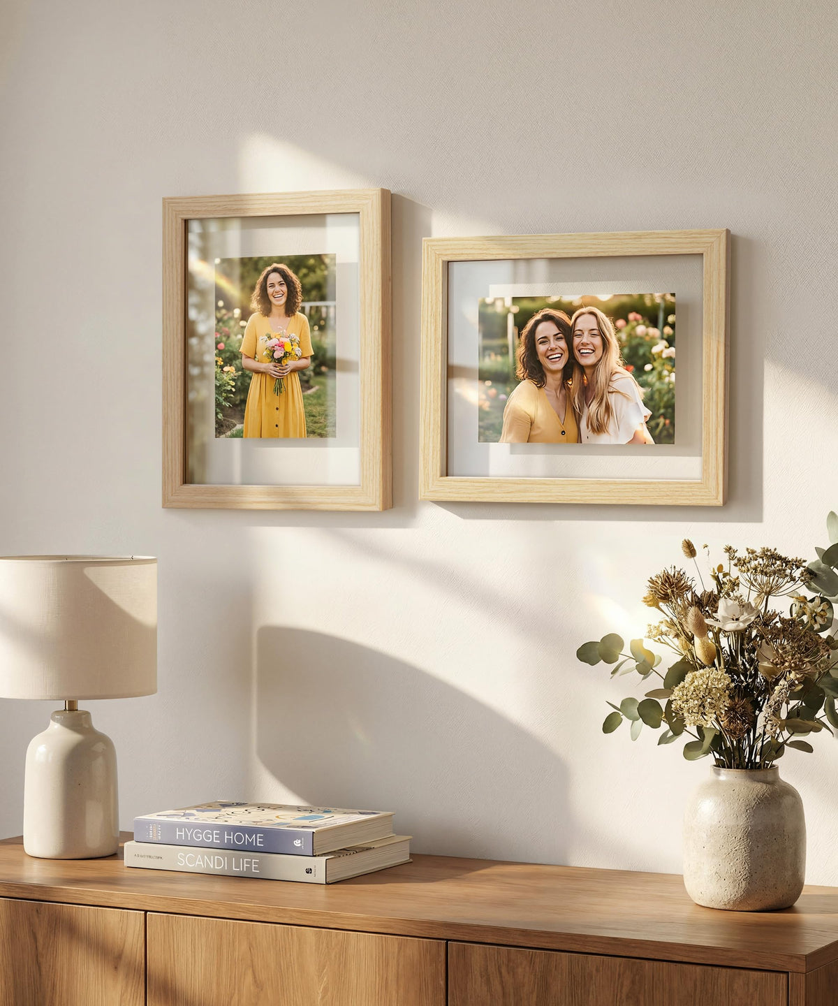 Sonefreiy Floating Picture Frames 8x10 Set of 2, Wooden Photo Frame Double Glass Pressed Flower Frames 5x7 Wall and Tabletop Display Gift for Family Friends Wedding